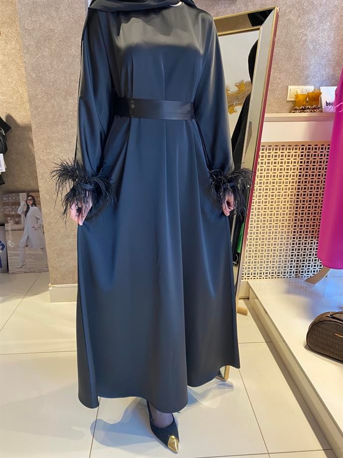 Almarwahblack kol detaylı elbise siyah
