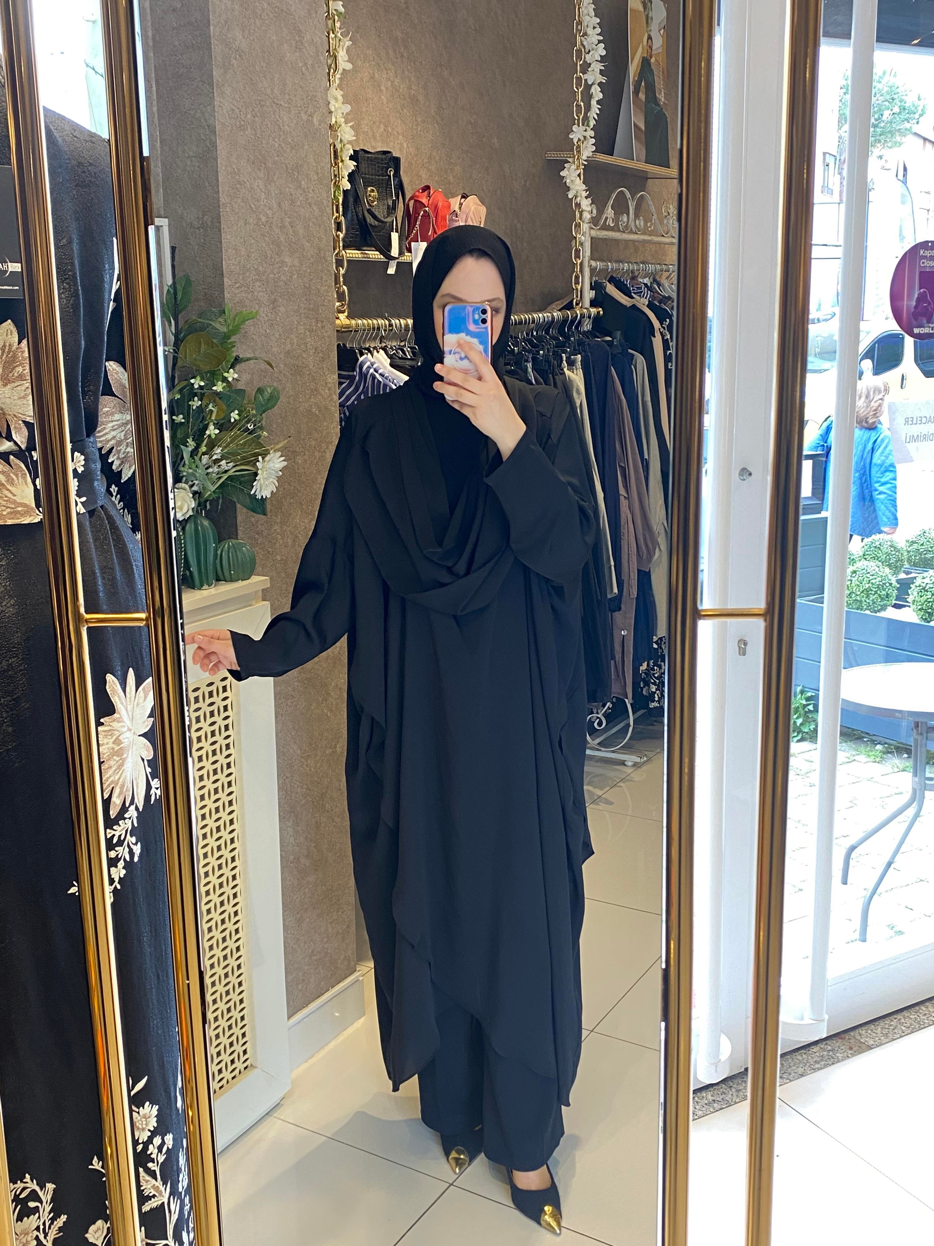Ceremony Vual ipek tunik siyah 