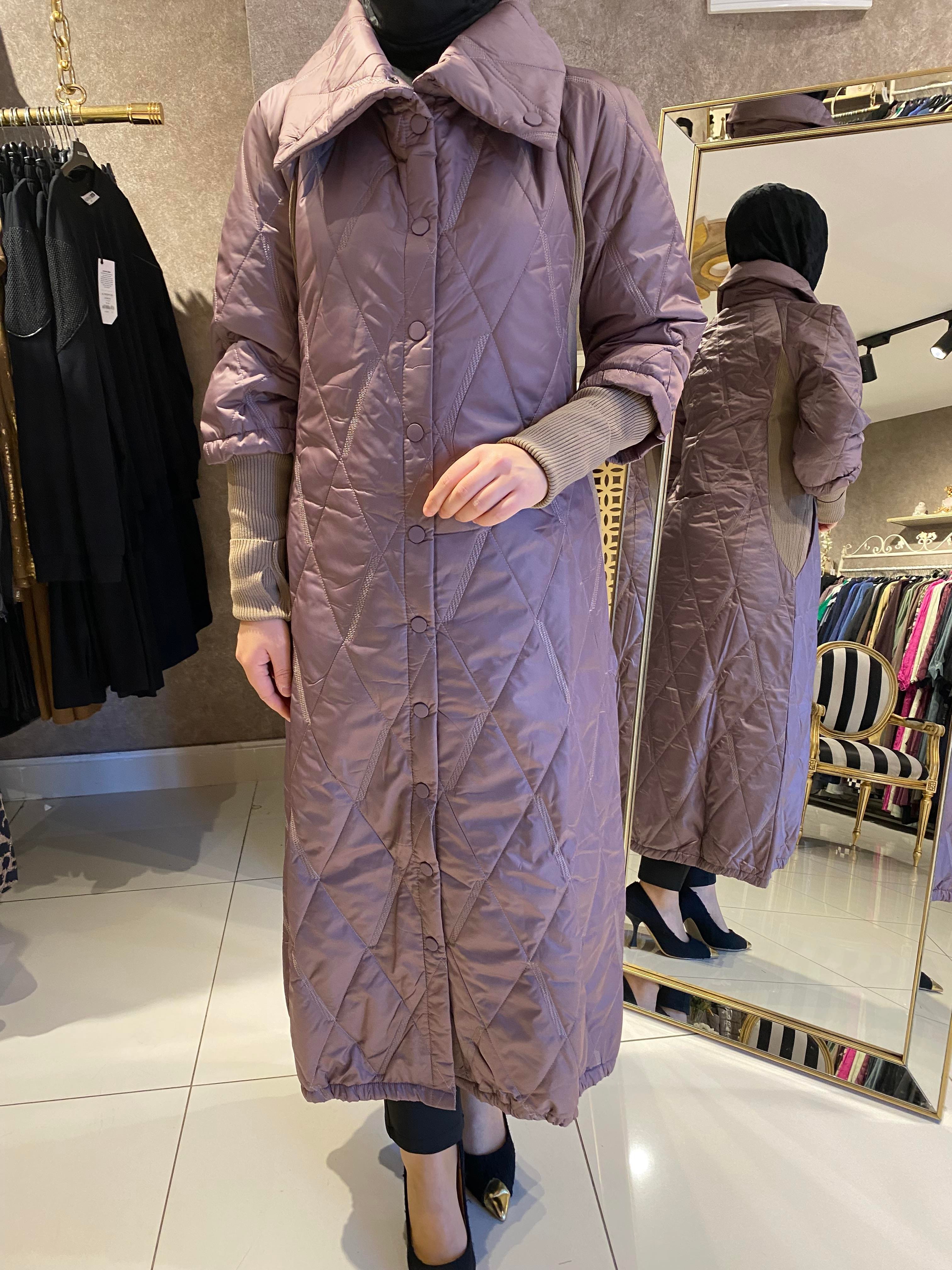 İnvee kapitone mont gül kurusu
