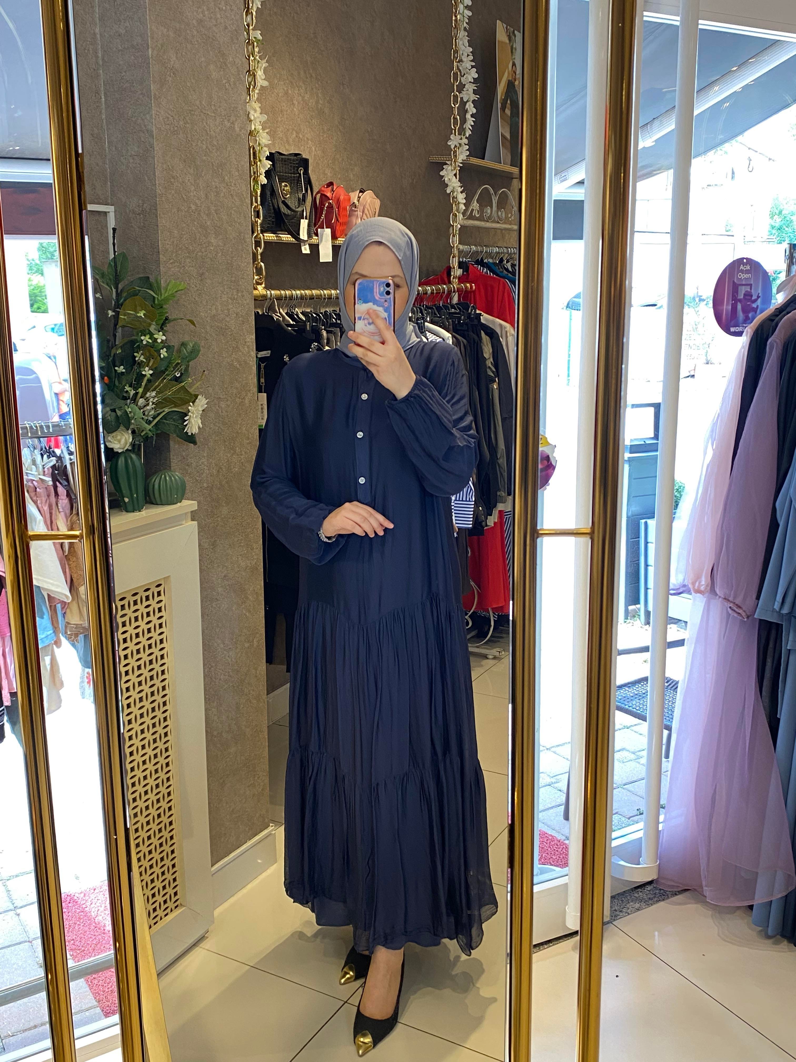 Made in italy vual ipek elbise lacivert 