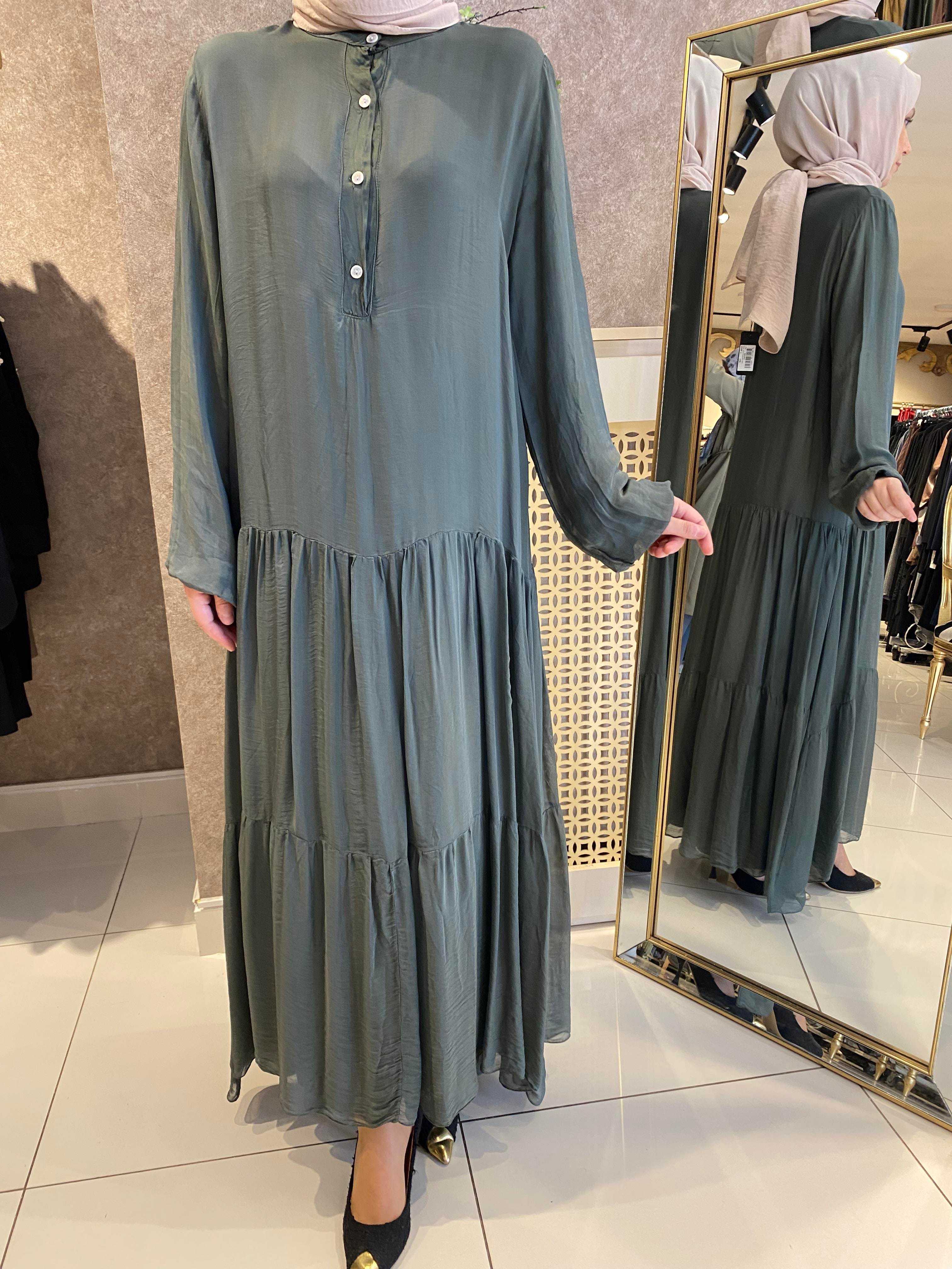 Made in italy vual ipek elbise yeşil