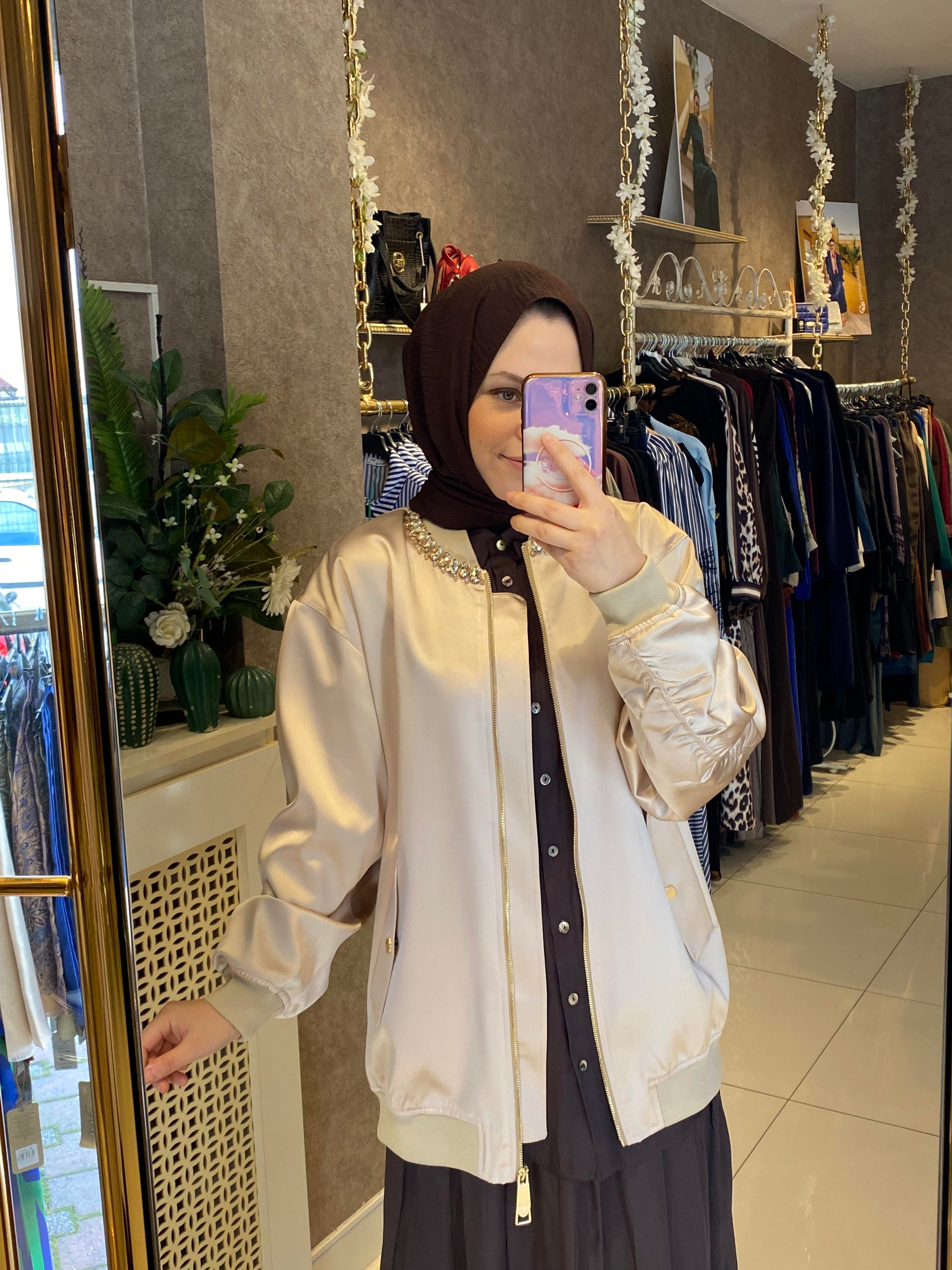Missemramis taşlı ceket bej