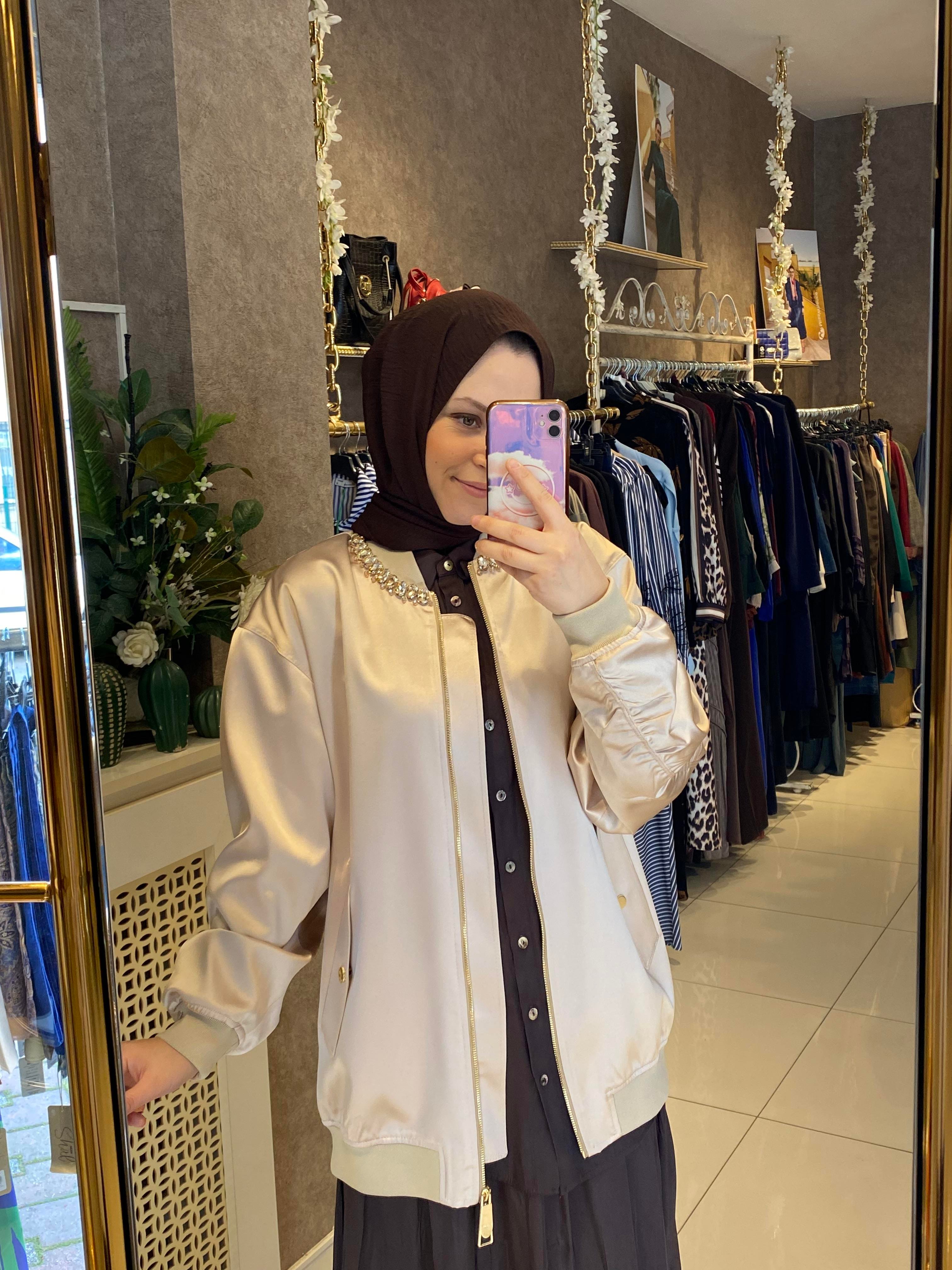 Missemramis taşlı ceket bej
