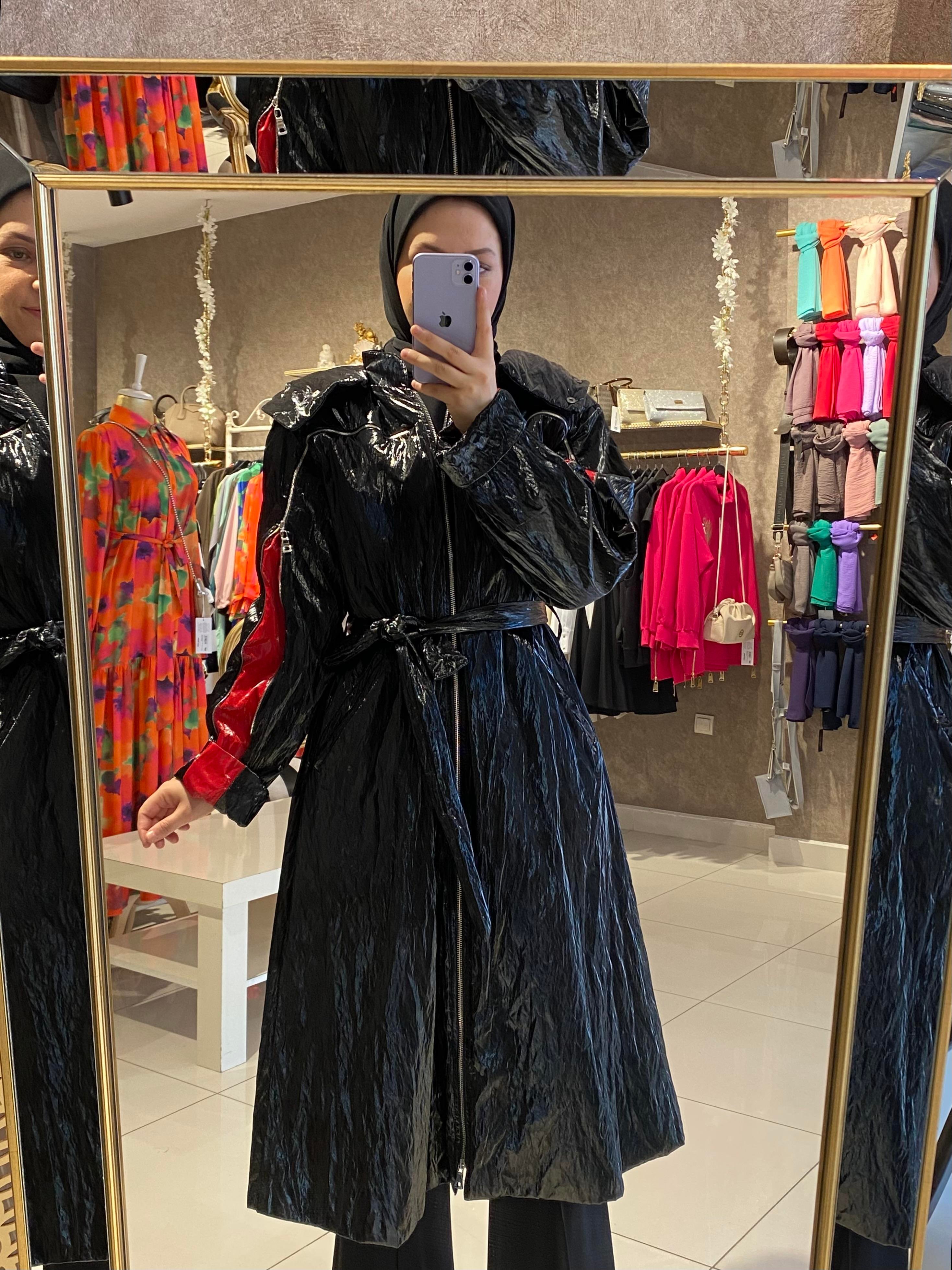MissWhence rugan trenç siyah 