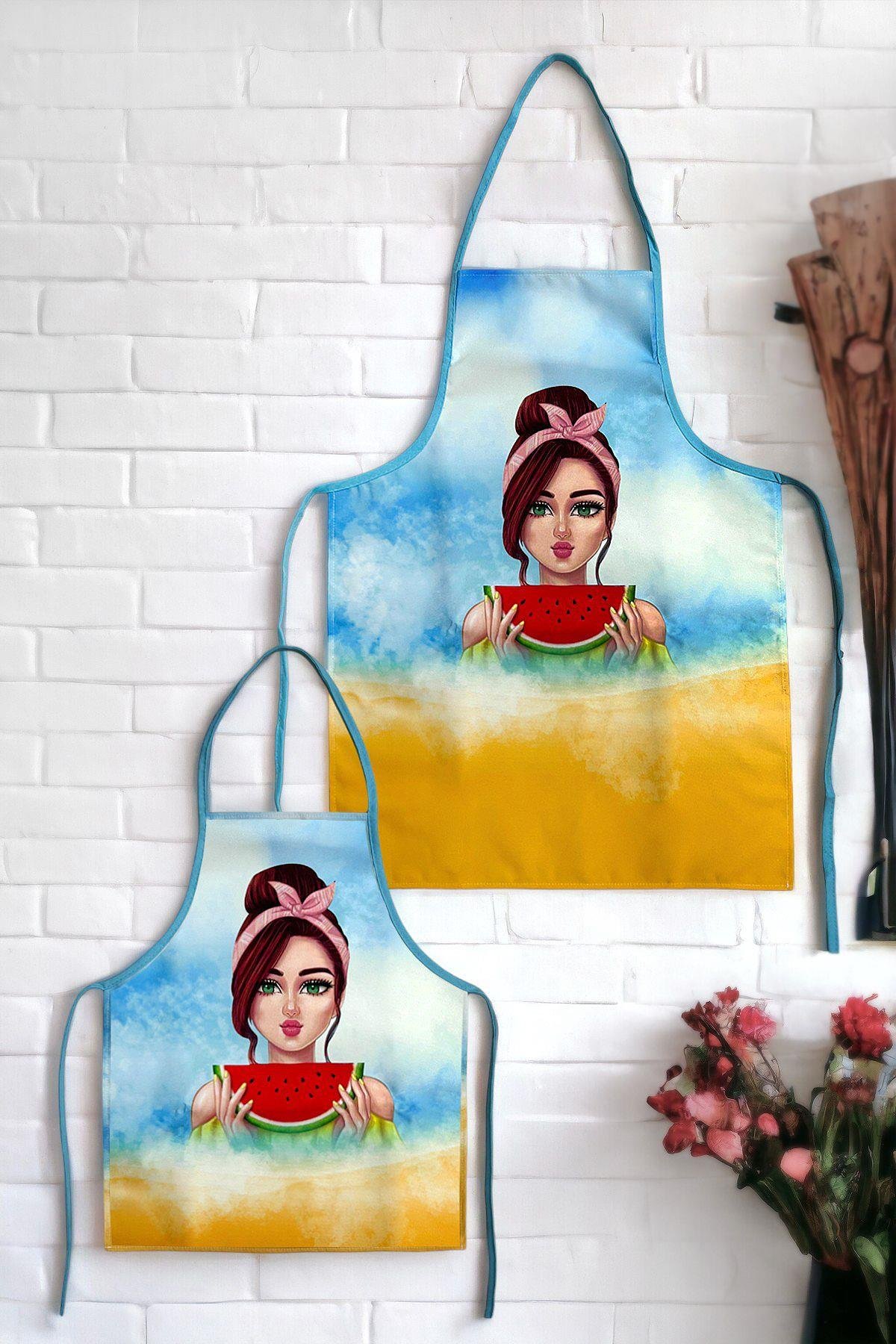 Beautiful Aile Sıvı Geçirmez Mutfak Önlüğü Yetişkin ve Çocuk Önlüğü