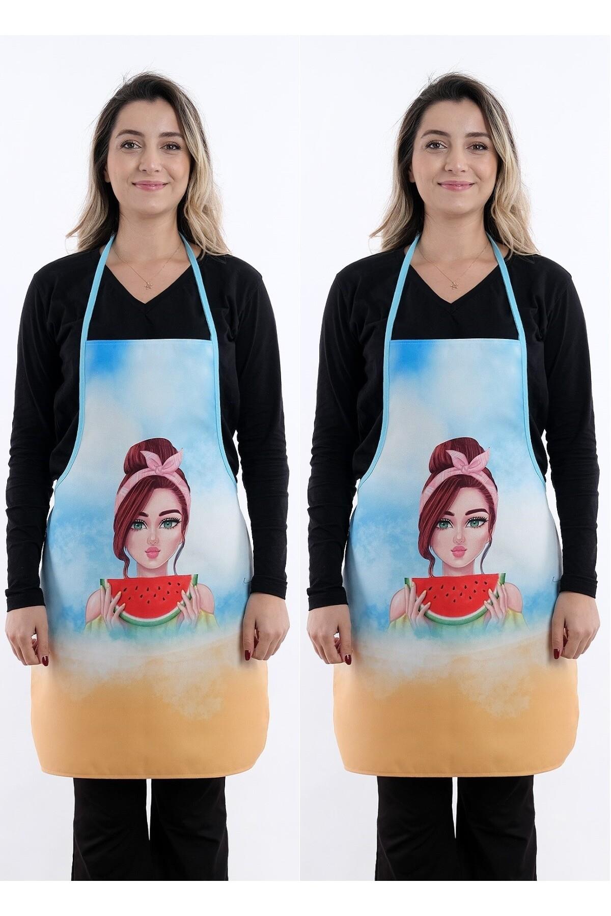 Beautiful İkili Paket Önlük Sıvı Geçirmez Mutfak Önlüğü