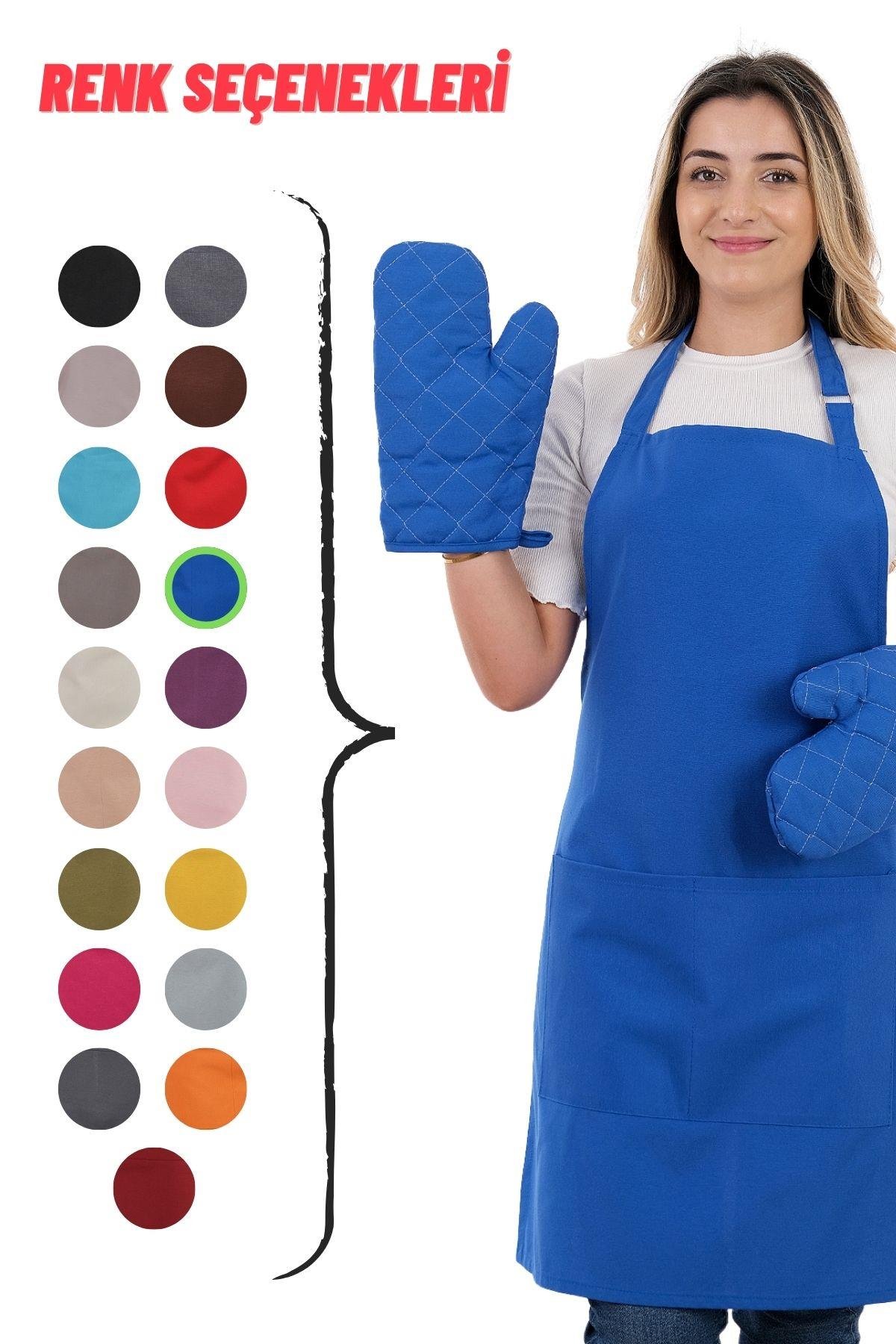 Simple 3lü Set Ayar Askılı Cepli Mutfak Önlüğü Seti (2 ELDİVEN) Şef Garson Kafe Aşçı Barista
