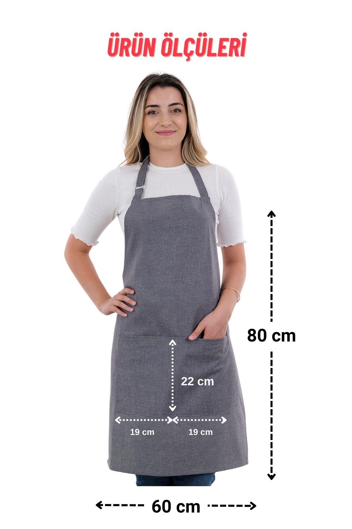 Simple 3lü Set Ayar Askılı Cepli Mutfak Önlüğü Seti (2 ELDİVEN) Şef Garson Kafe Aşçı Barista