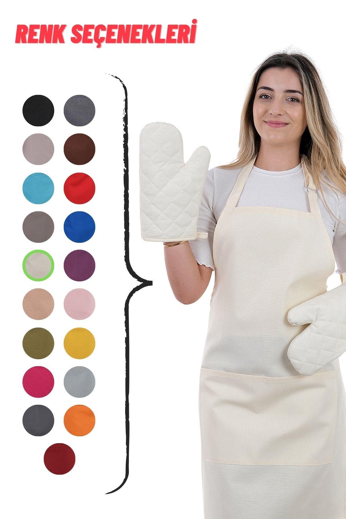 Simple 3lü Set Ayar Askılı Cepli Mutfak Önlüğü Seti (2 ELDİVEN) Şef Garson Kafe Aşçı Barista