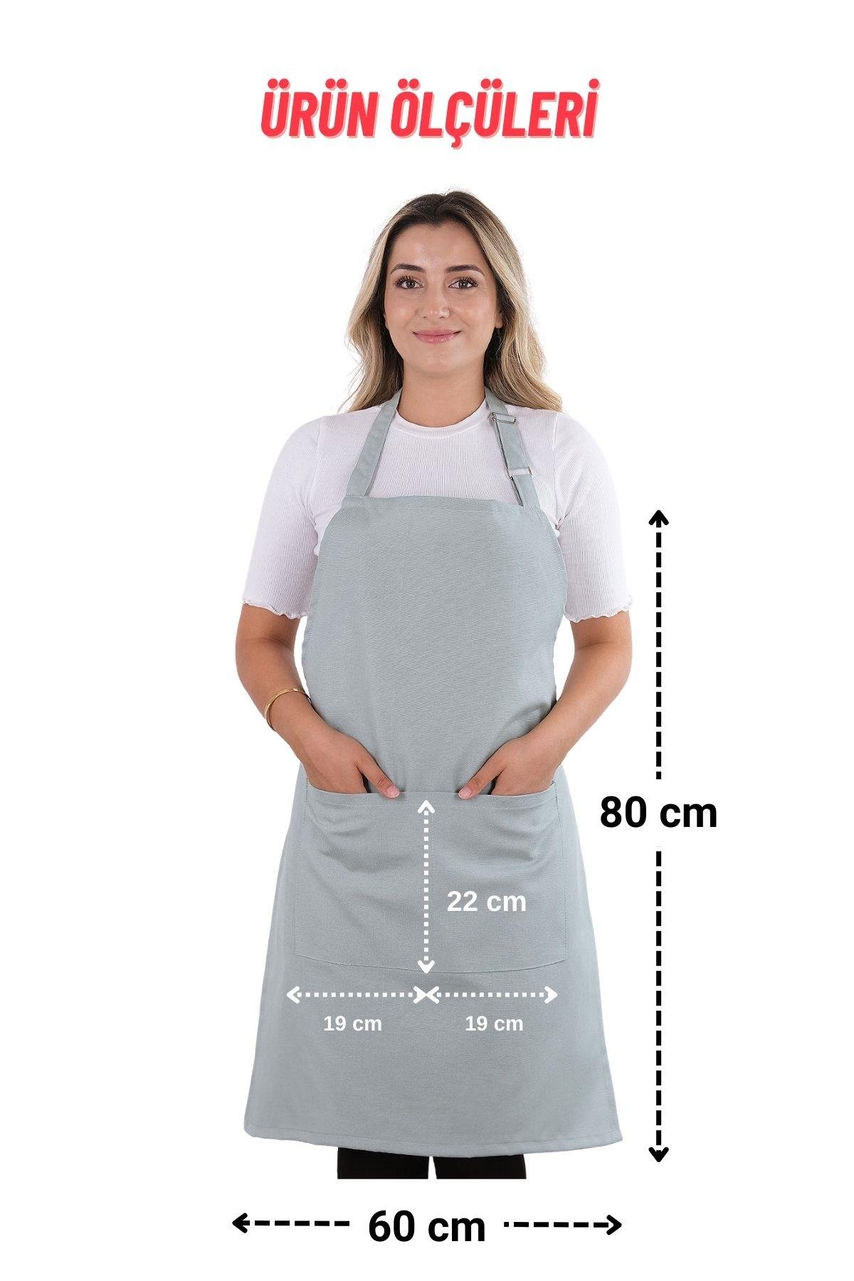Simple 3lü Set Ayar Askılı Cepli Mutfak Önlüğü Seti (2 ELDİVEN) Şef Garson Kafe Aşçı Barista