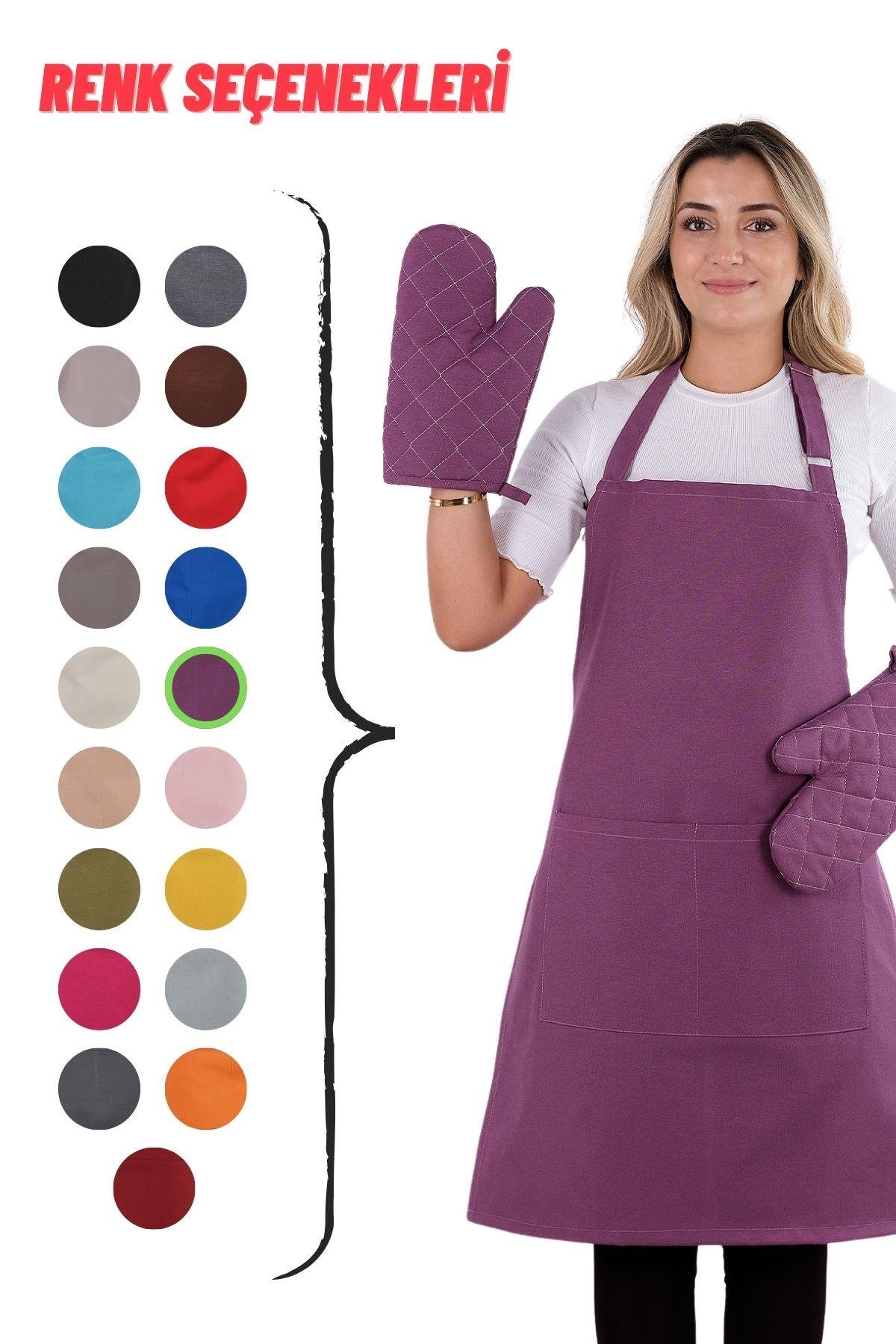 Simple 3lü Set Ayar Askılı Cepli Mutfak Önlüğü Seti (2 ELDİVEN) Şef Garson Kafe Aşçı Barista