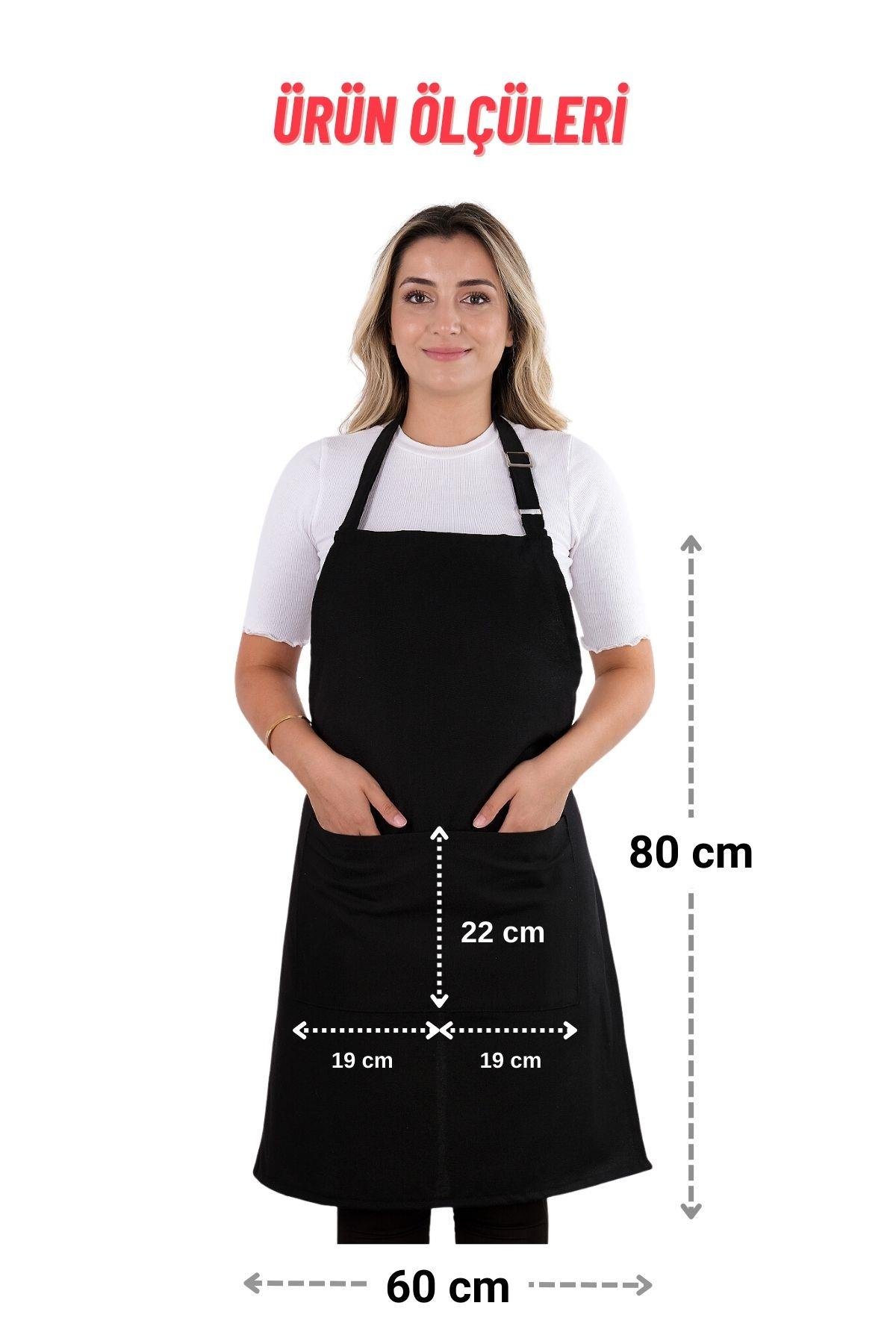 Simple 3lü Set Ayar Askılı Cepli Mutfak Önlüğü Seti (2 ELDİVEN) Şef Garson Kafe Aşçı Barista