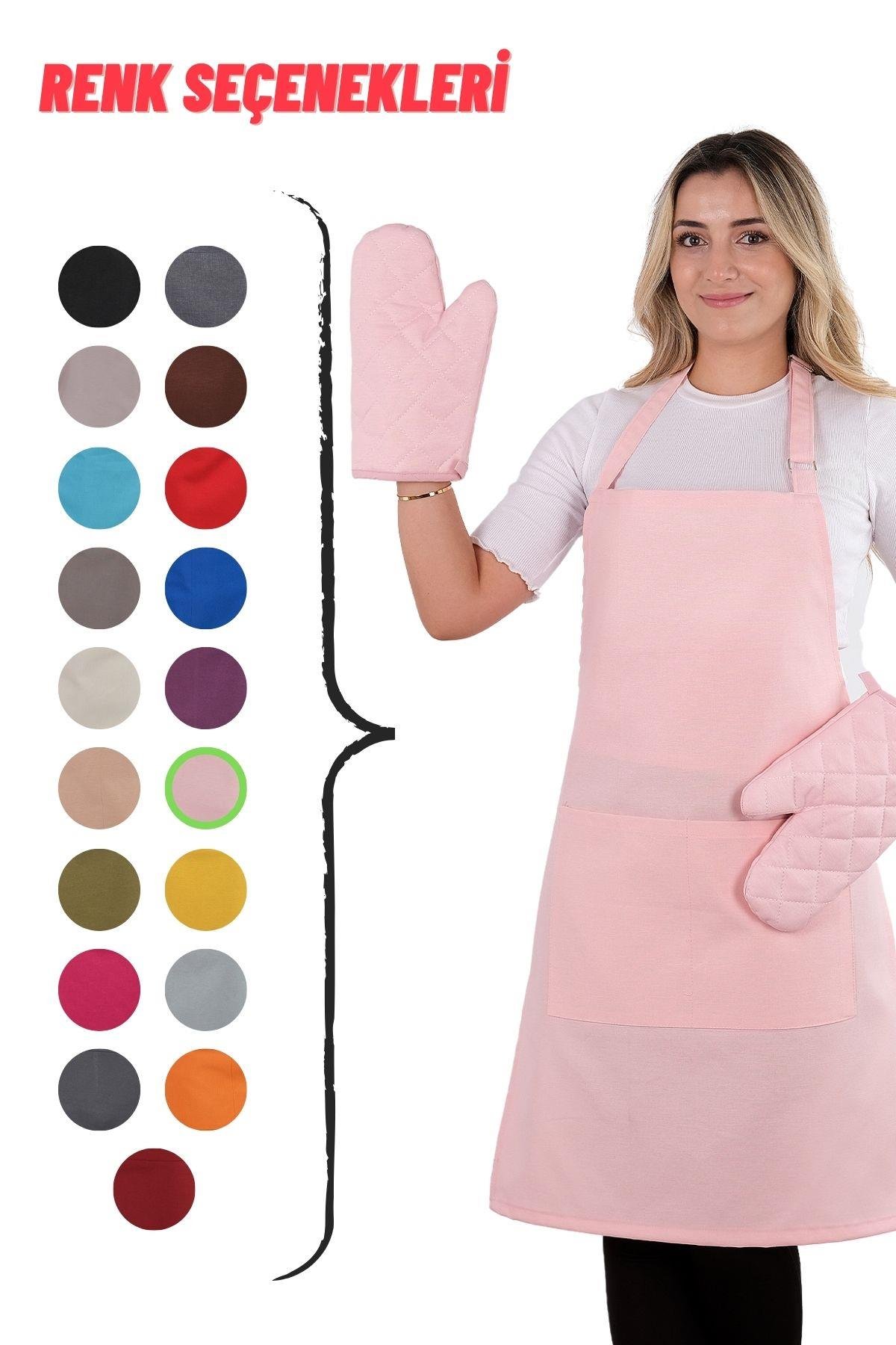 Simple 3lü Set Ayar Askılı Cepli Mutfak Önlüğü Seti (2 ELDİVEN) Şef Garson Kafe Aşçı Barista