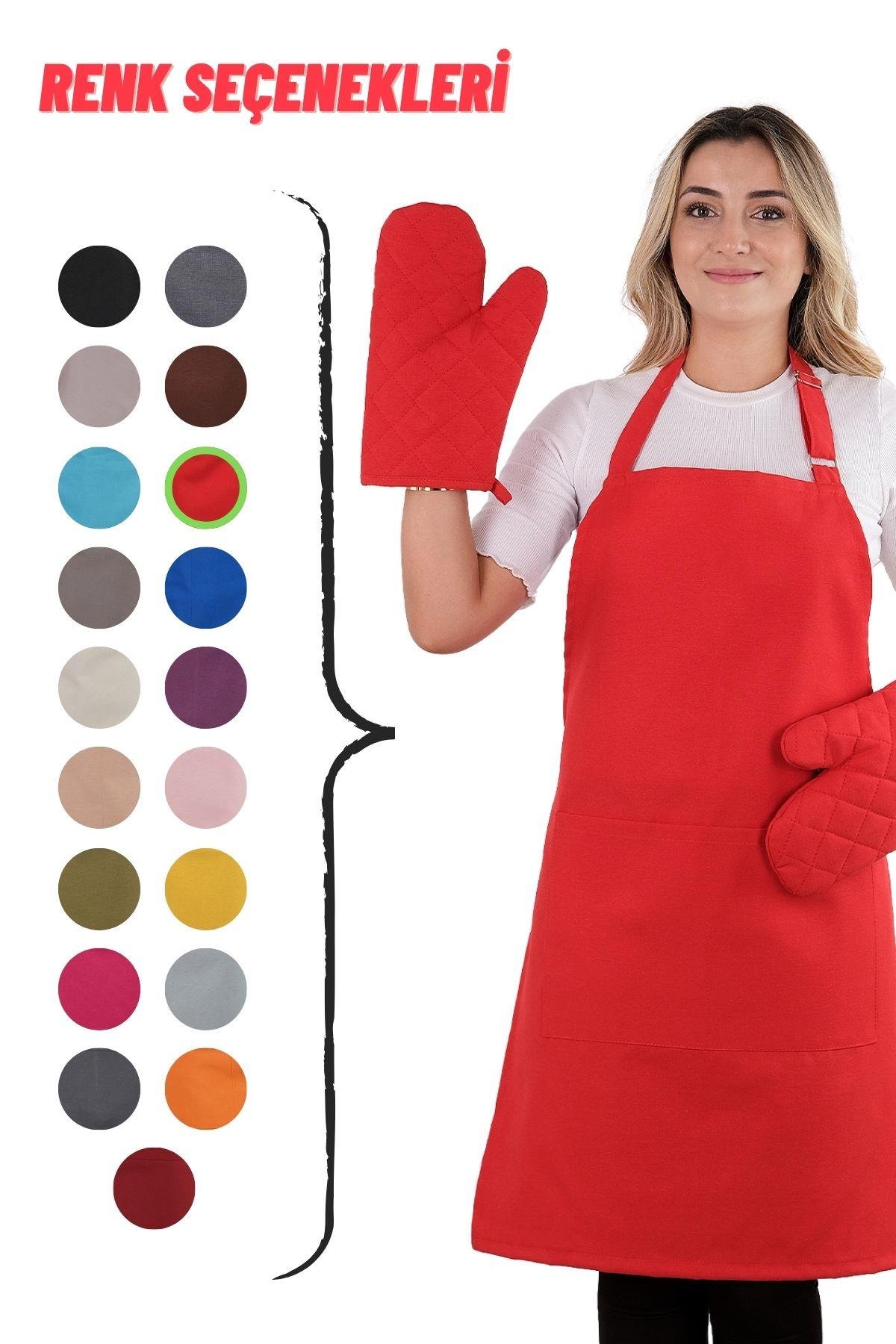 Simple 3lü Set Ayar Askılı Cepli Mutfak Önlüğü Seti (2 ELDİVEN) Şef Garson Kafe Aşçı Barista