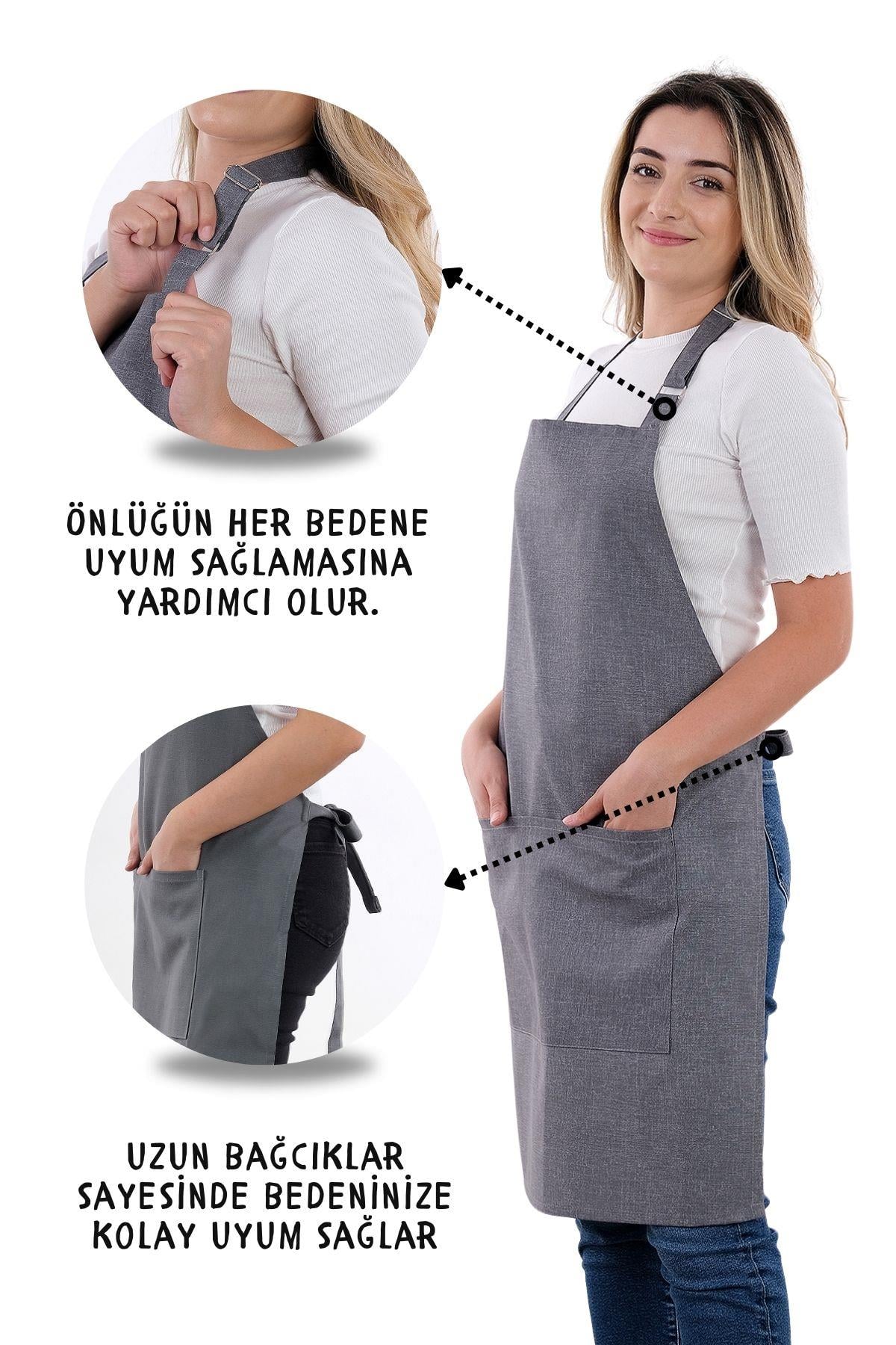 Simple 3lü Set Ayar Askılı Mutfak Önlüğü Seti (ELDİVEN, TUTACAK)