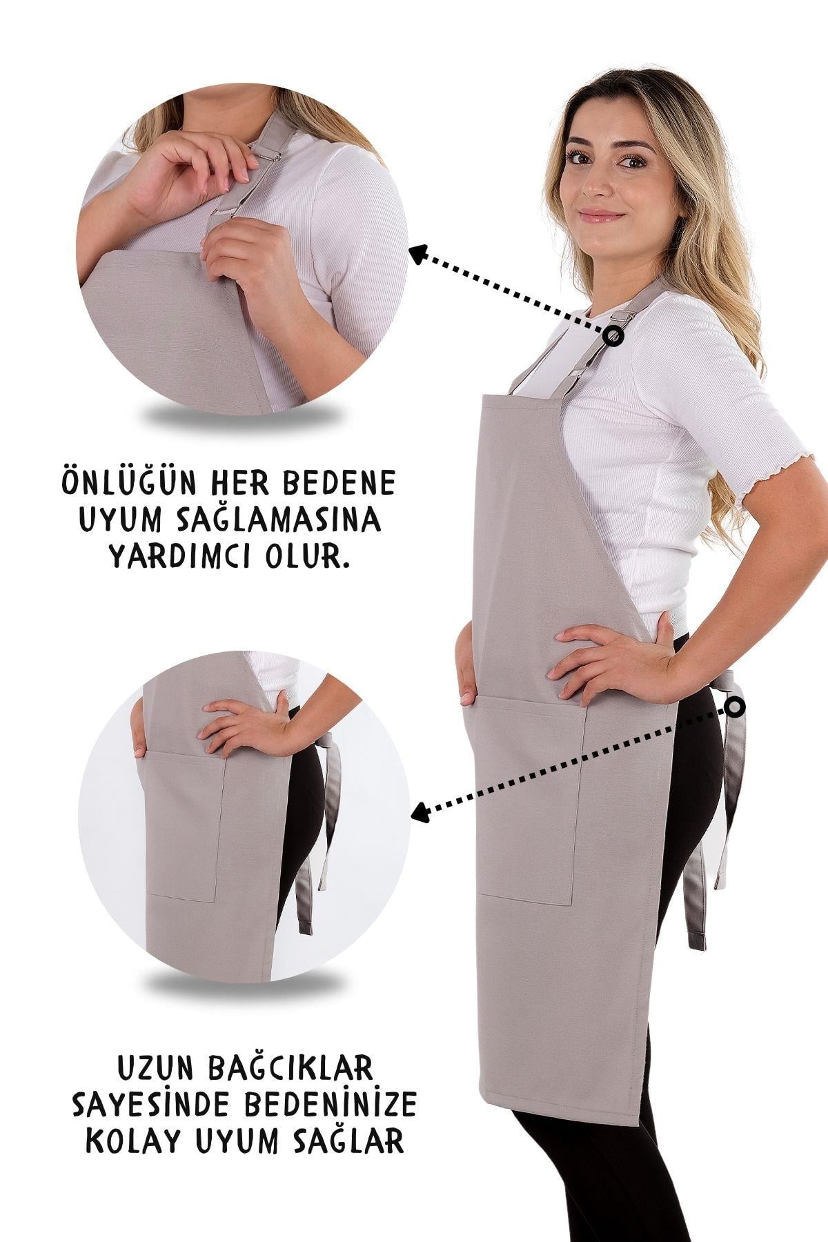Simple 3lü Set Ayar Askılı Mutfak Önlüğü Seti (ELDİVEN, TUTACAK)