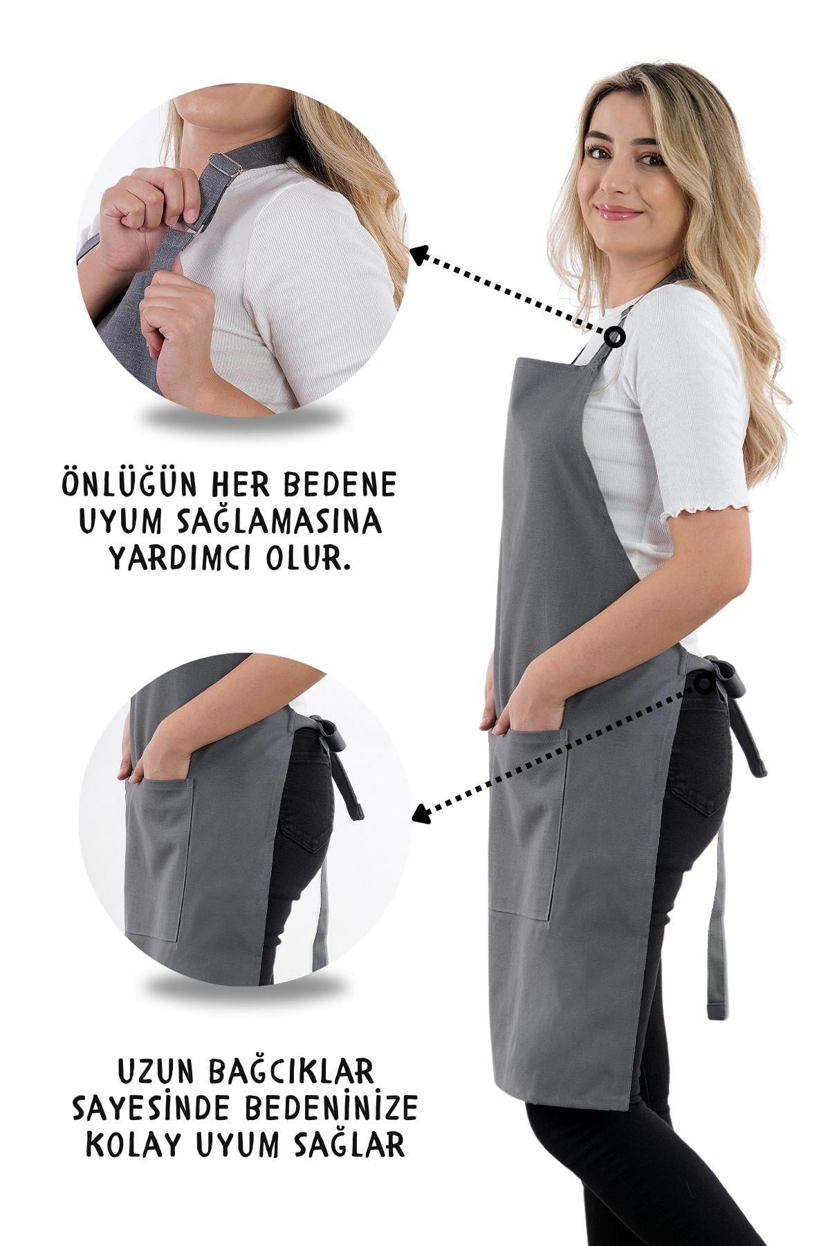 Simple 3lü Set Ayar Askılı Mutfak Önlüğü Seti (ELDİVEN, TUTACAK)