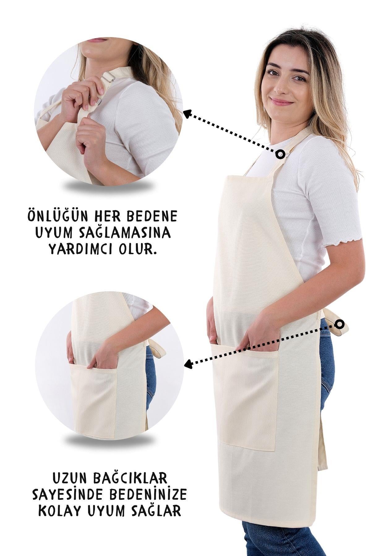 Simple 3lü Set Ayar Askılı Mutfak Önlüğü Seti (ELDİVEN, TUTACAK)