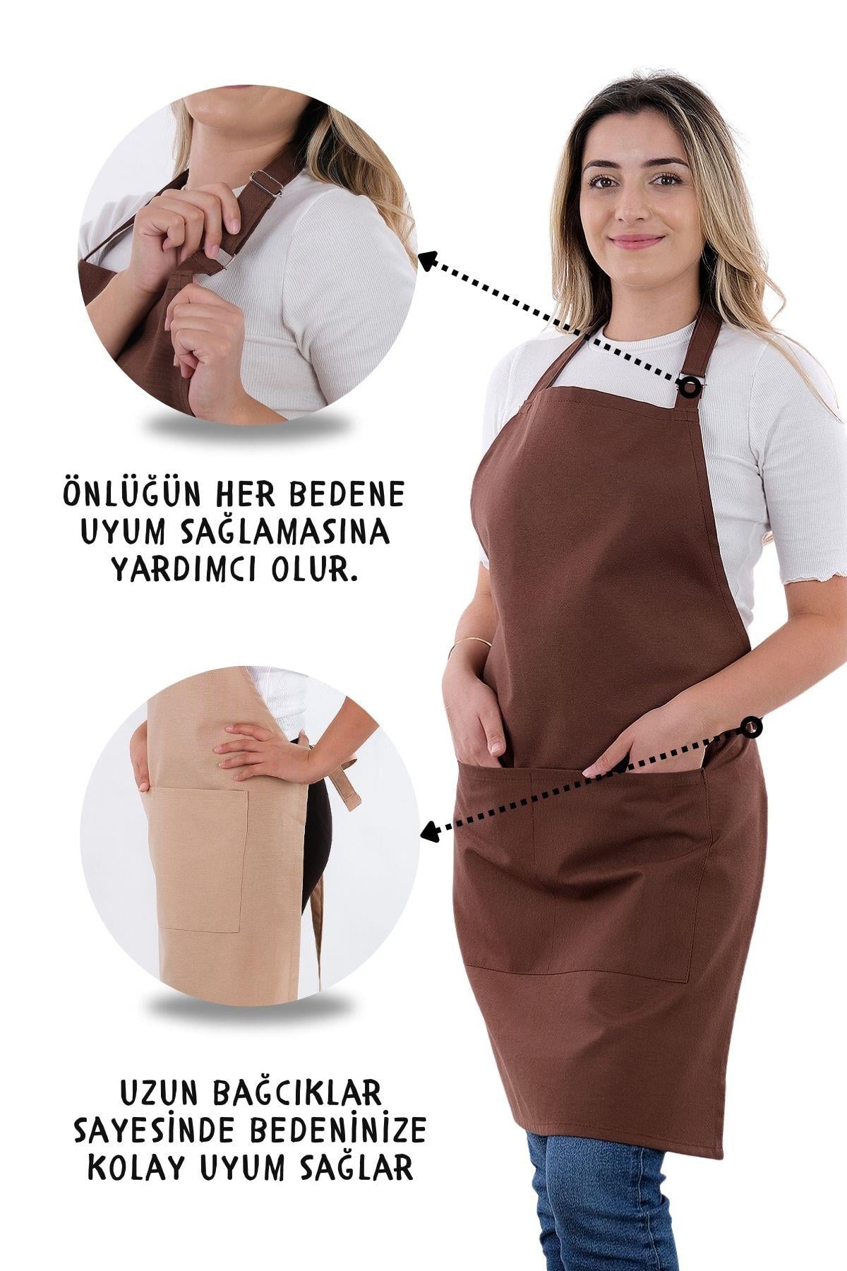 Simple 3lü Set Ayar Askılı Mutfak Önlüğü Seti (ELDİVEN, TUTACAK)