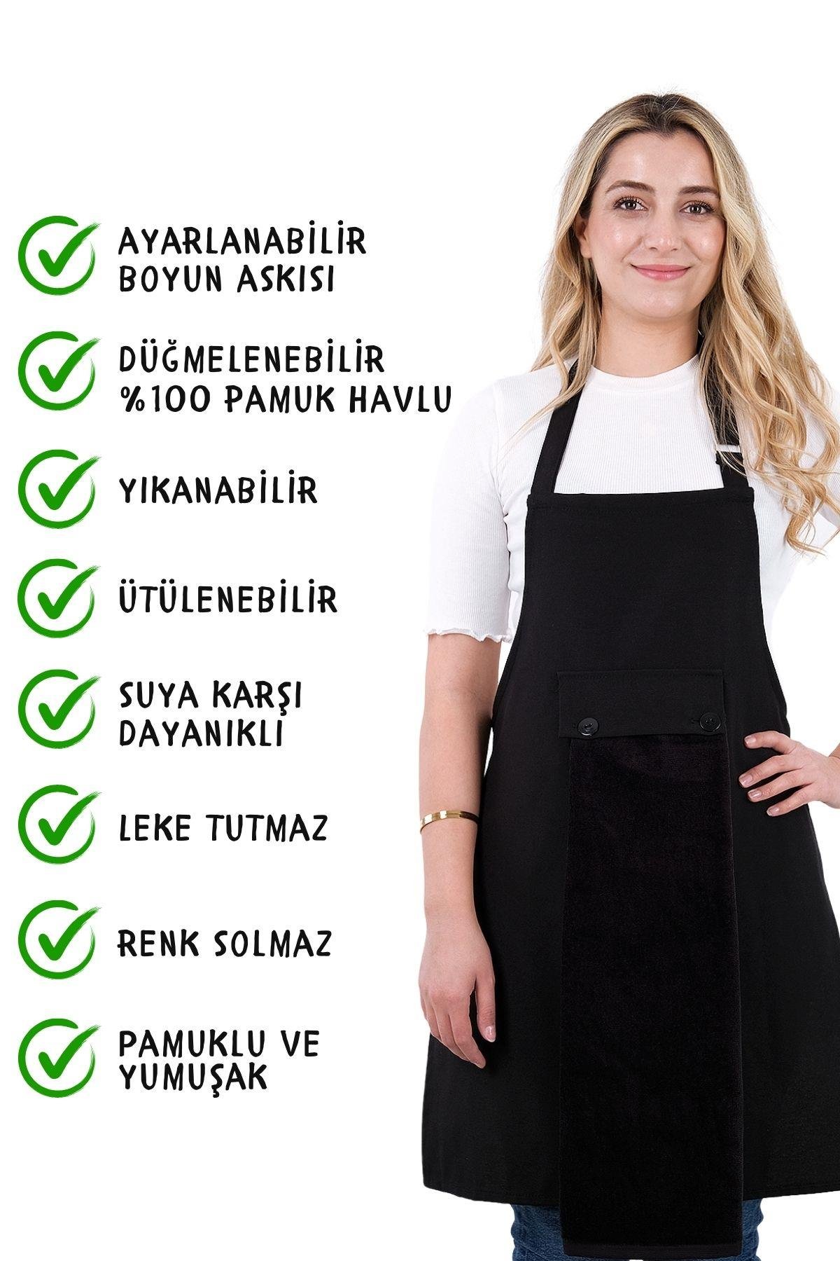 Star ayar askılı havlulu mutfak önlüğü seti (Havlulu önlük)