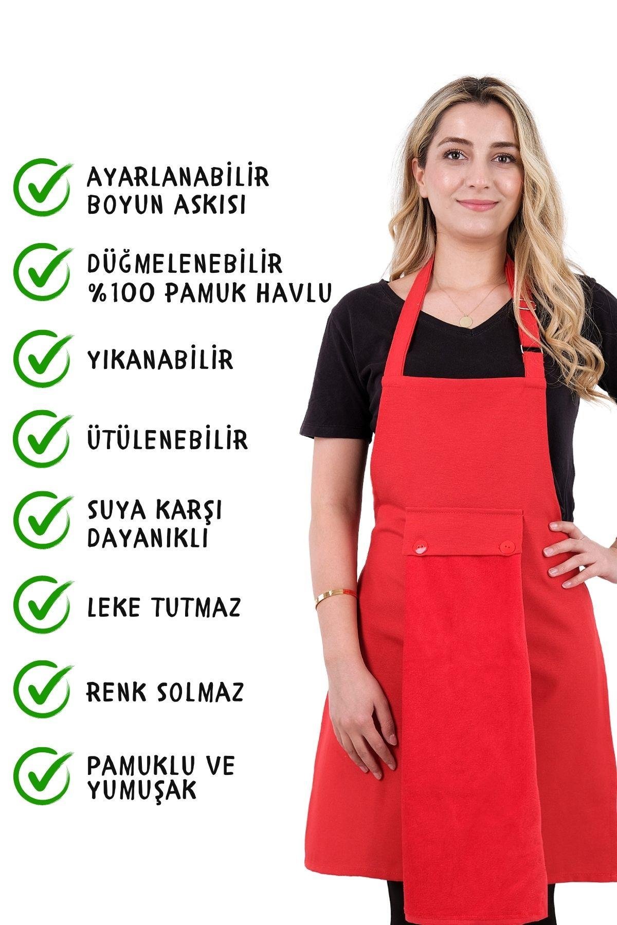 Star ayar askılı havlulu mutfak önlüğü seti (Havlulu önlük)