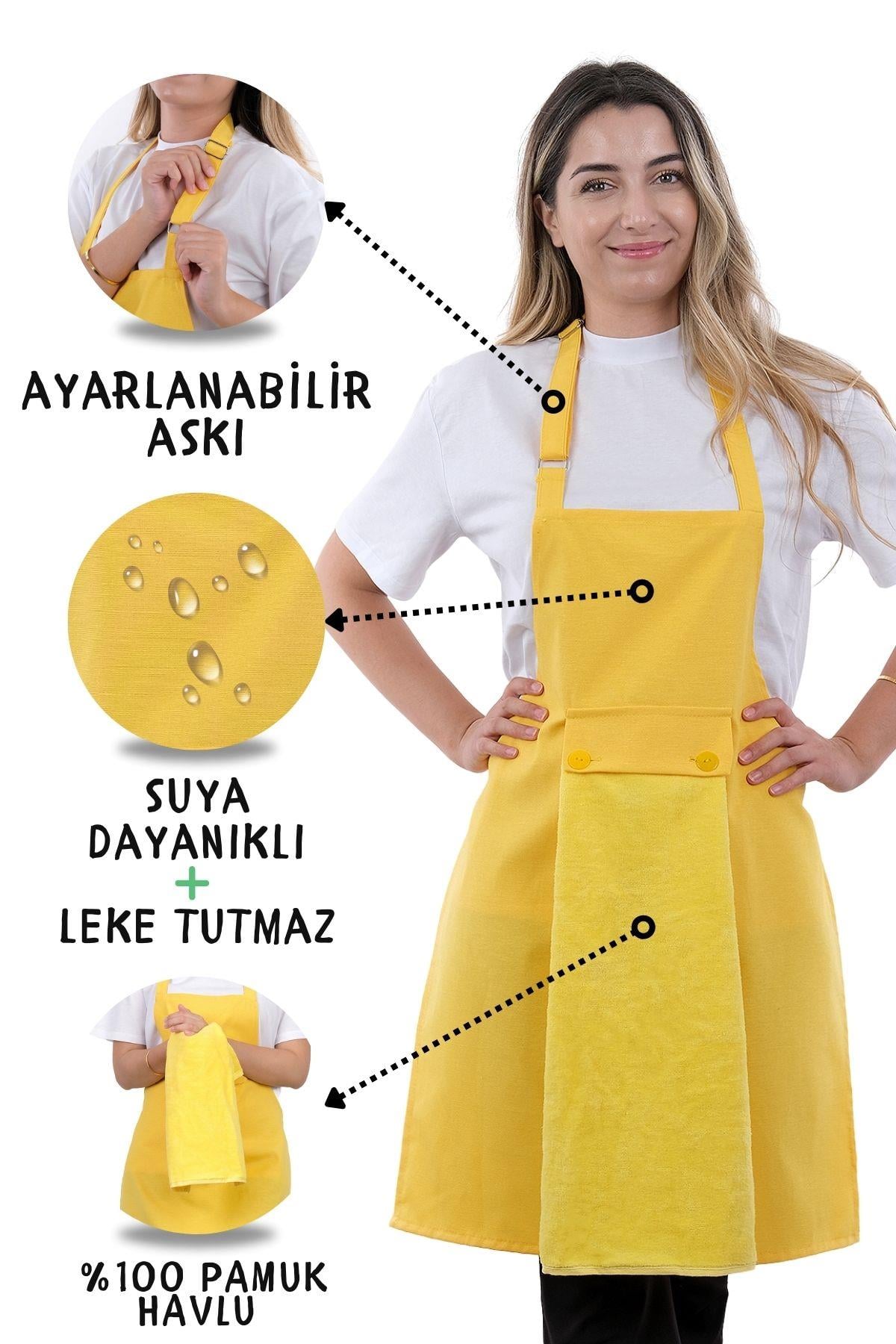 Star ayar askılı havlulu mutfak önlüğü seti (Havlulu önlük)