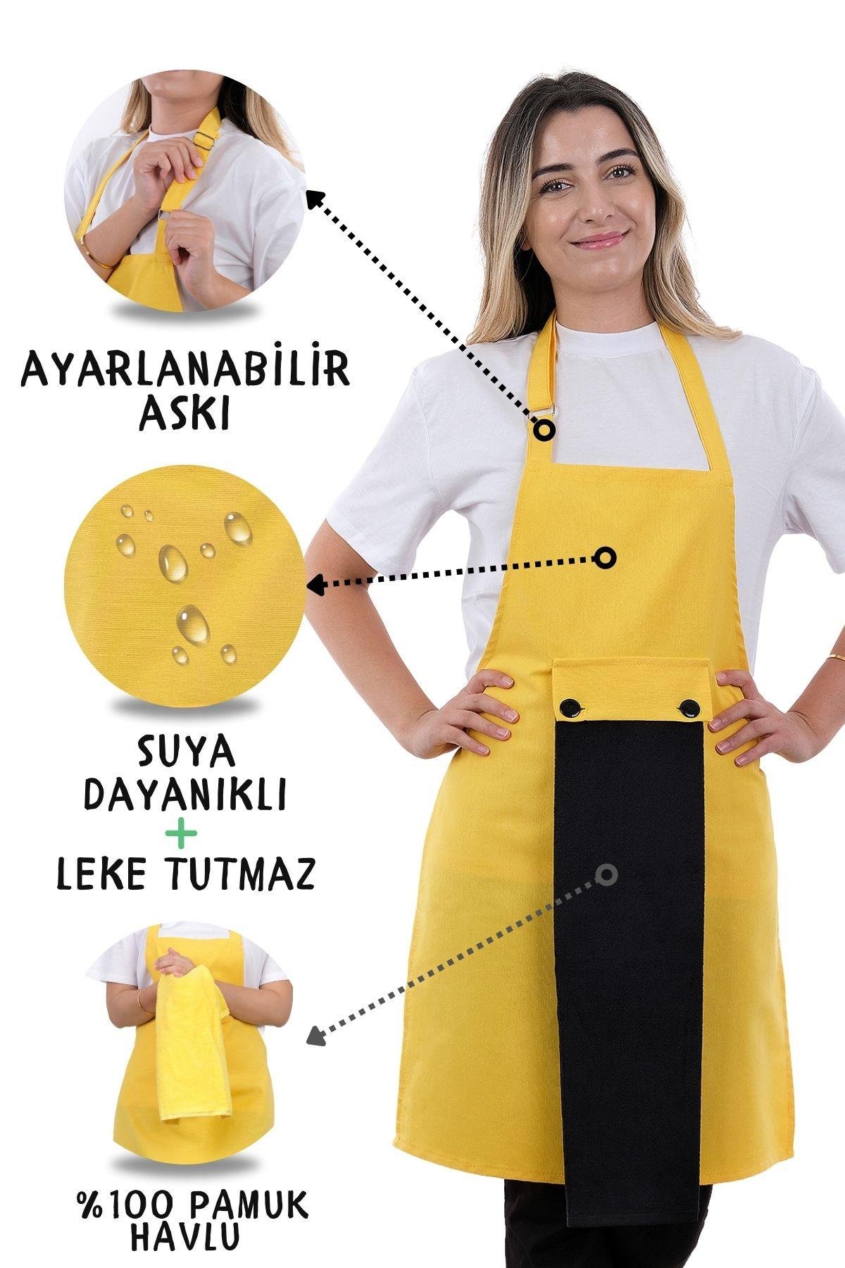 Star ayar askılı havlulu mutfak önlüğü seti (Havlulu önlük)