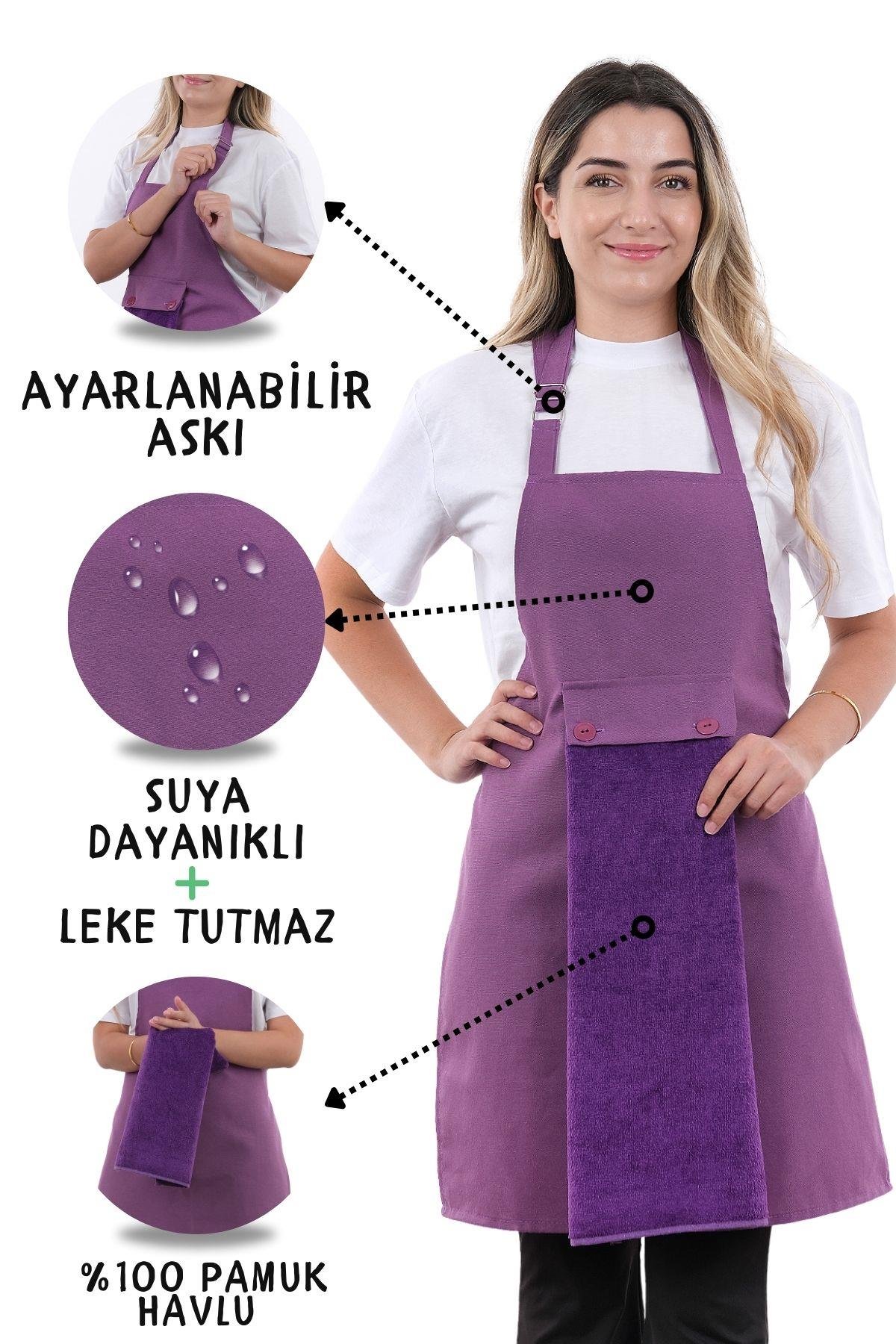 Star ayar askılı havlulu mutfak önlüğü seti (Havlulu önlük)