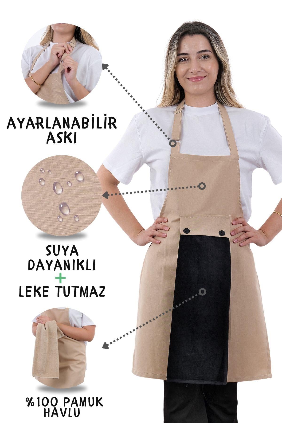 Star ayar askılı havlulu mutfak önlüğü seti (Havlulu önlük)