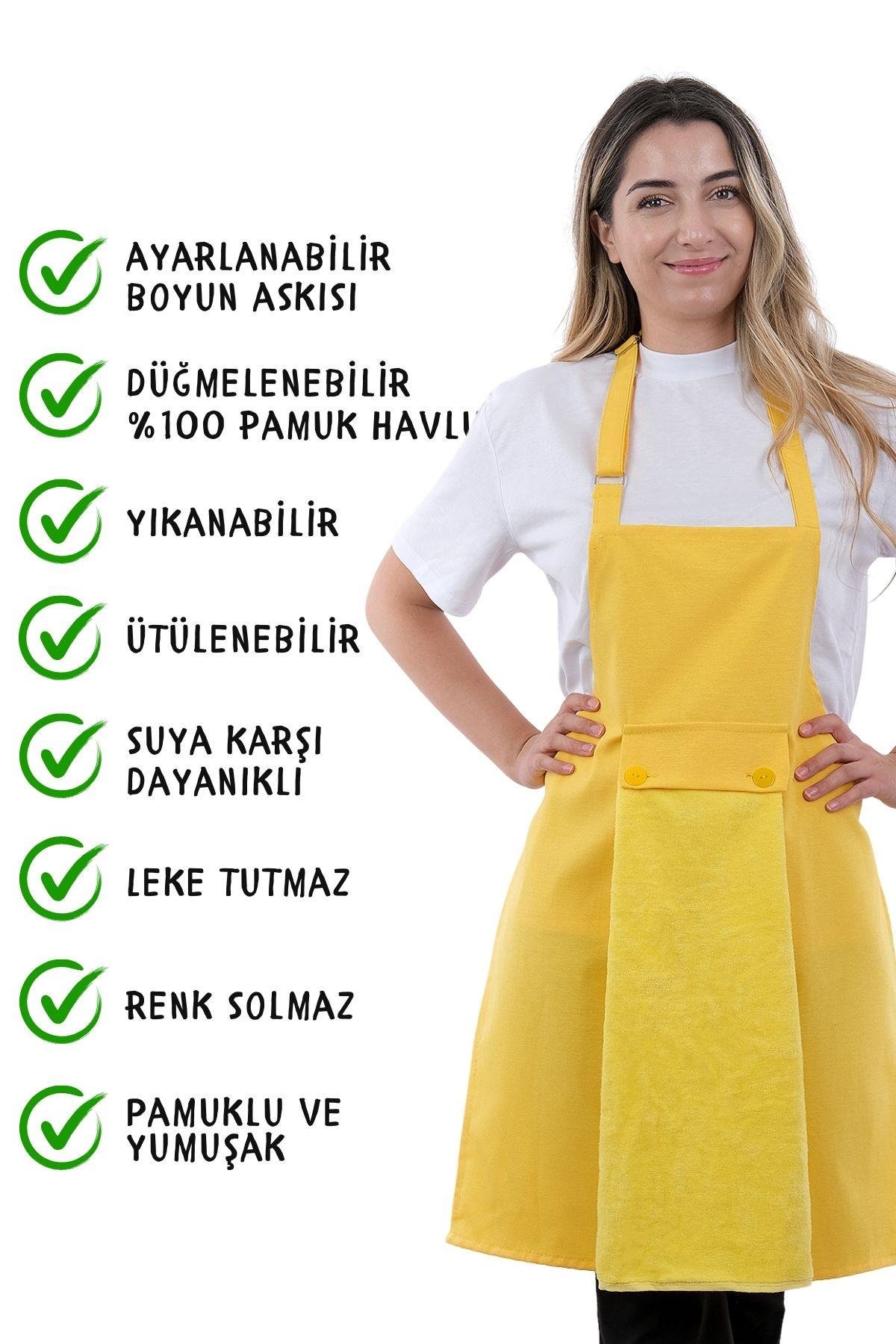 Star ayar askılı havlulu mutfak önlüğü seti (Havlulu önlük)