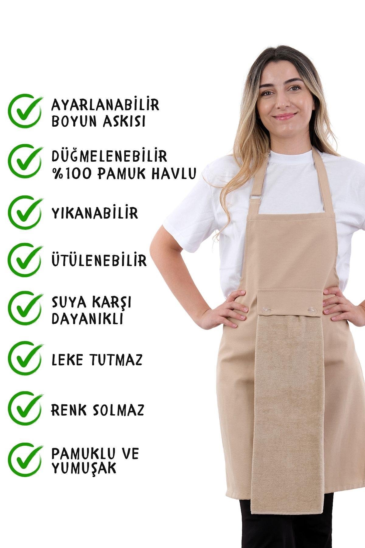Star ayar askılı havlulu mutfak önlüğü seti (Havlulu önlük)