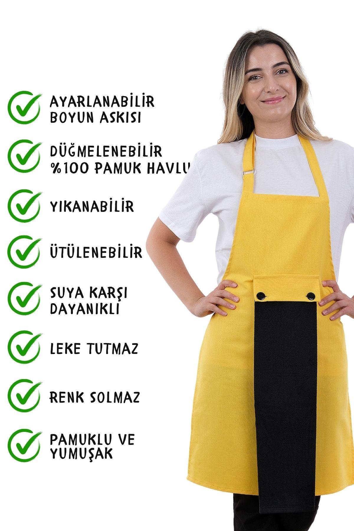 Star ayar askılı havlulu mutfak önlüğü seti (Havlulu önlük)