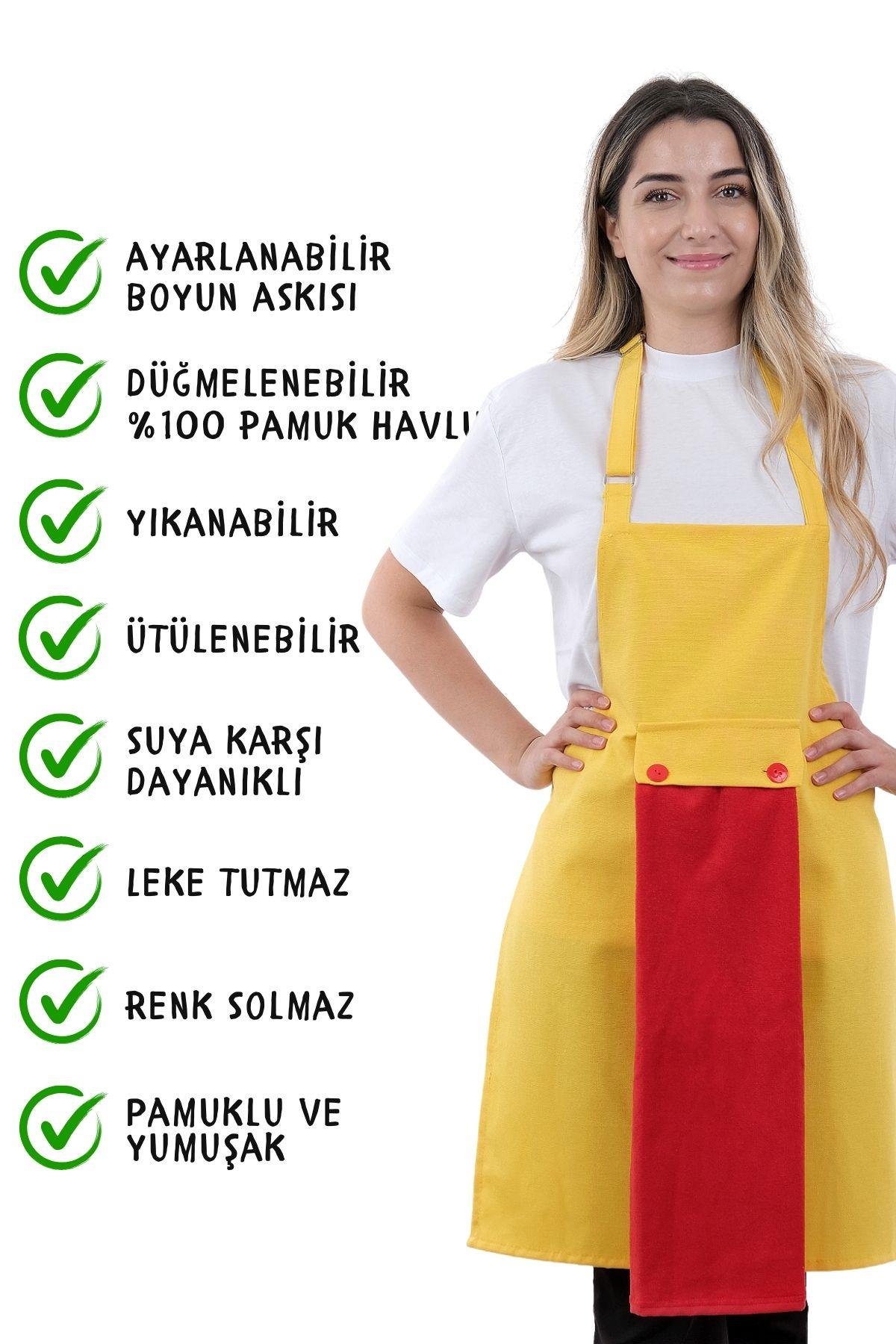 Star ayar askılı havlulu mutfak önlüğü seti (Havlulu önlük)