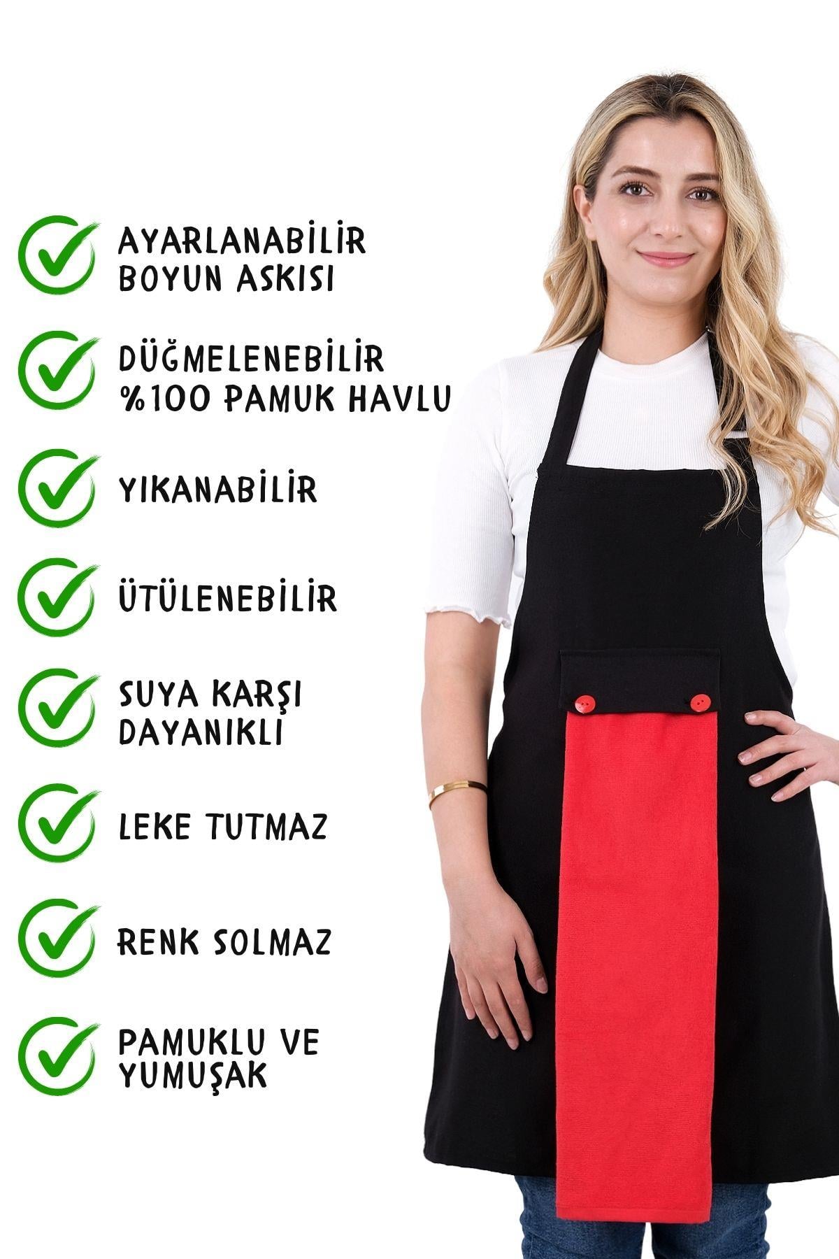 Star ayar askılı havlulu mutfak önlüğü seti (Havlulu önlük)