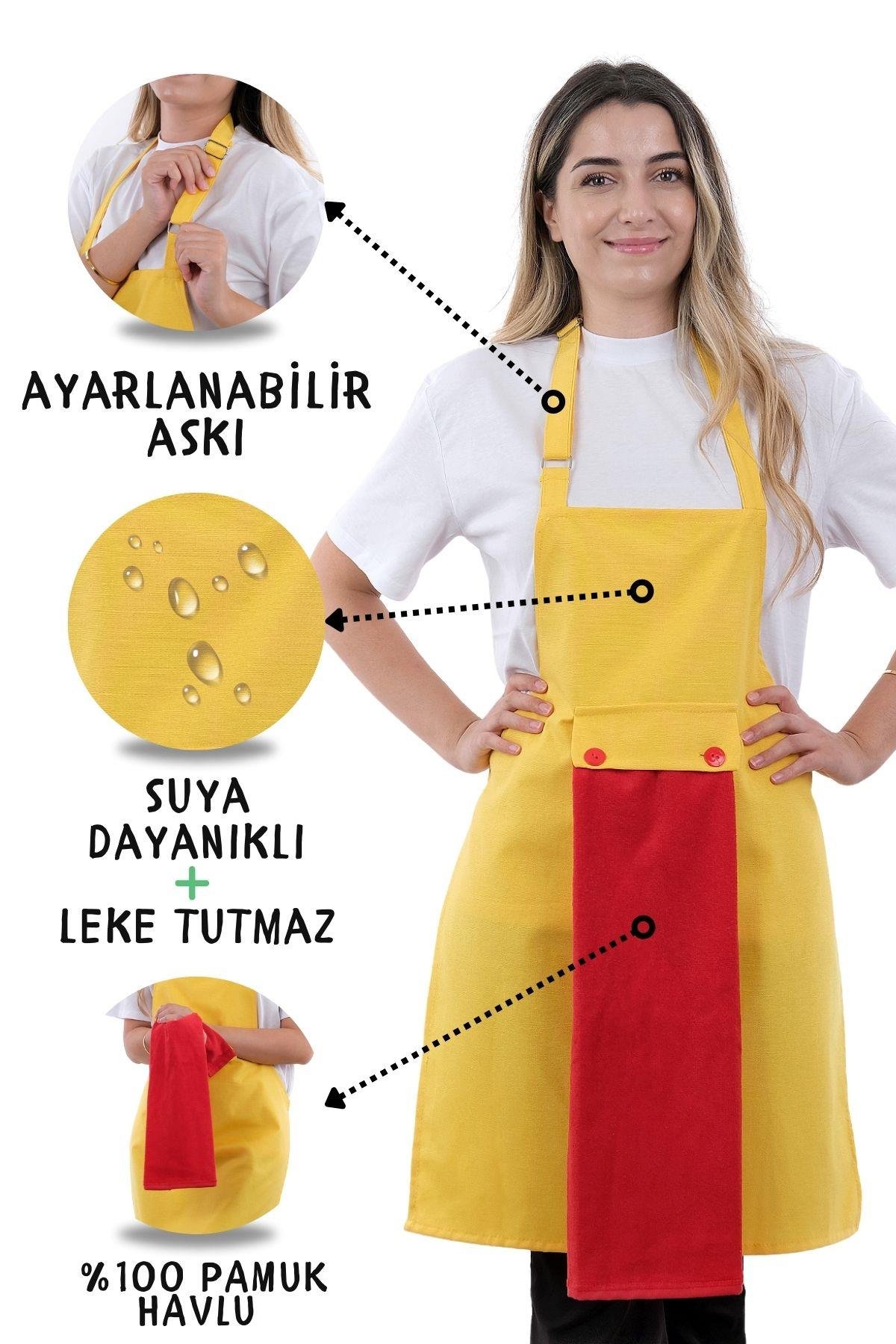 Star ayar askılı havlulu mutfak önlüğü seti (Havlulu önlük)