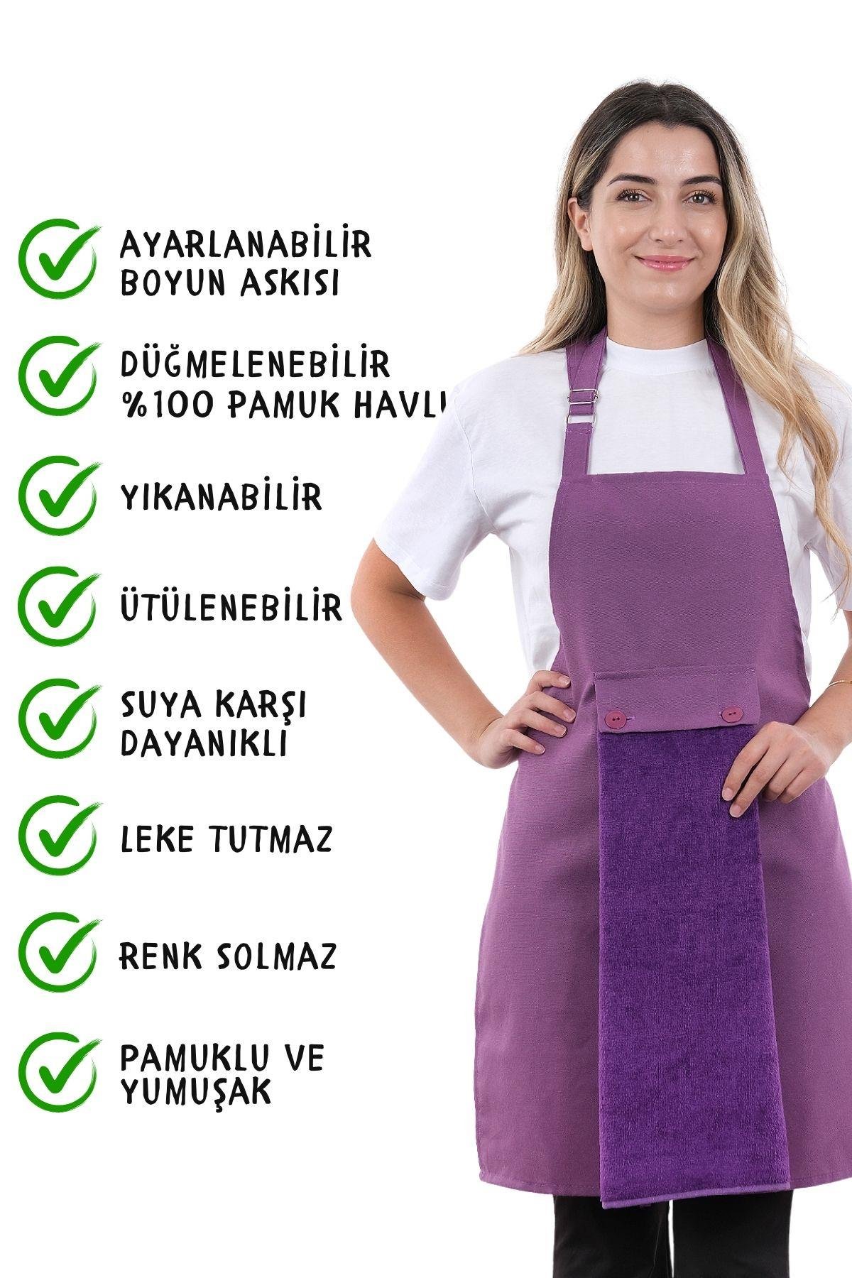 Star ayar askılı havlulu mutfak önlüğü seti (Havlulu önlük)