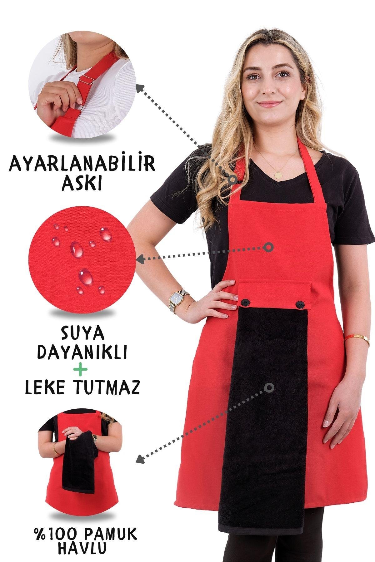 Star ayar askılı havlulu mutfak önlüğü seti (Havlulu önlük)