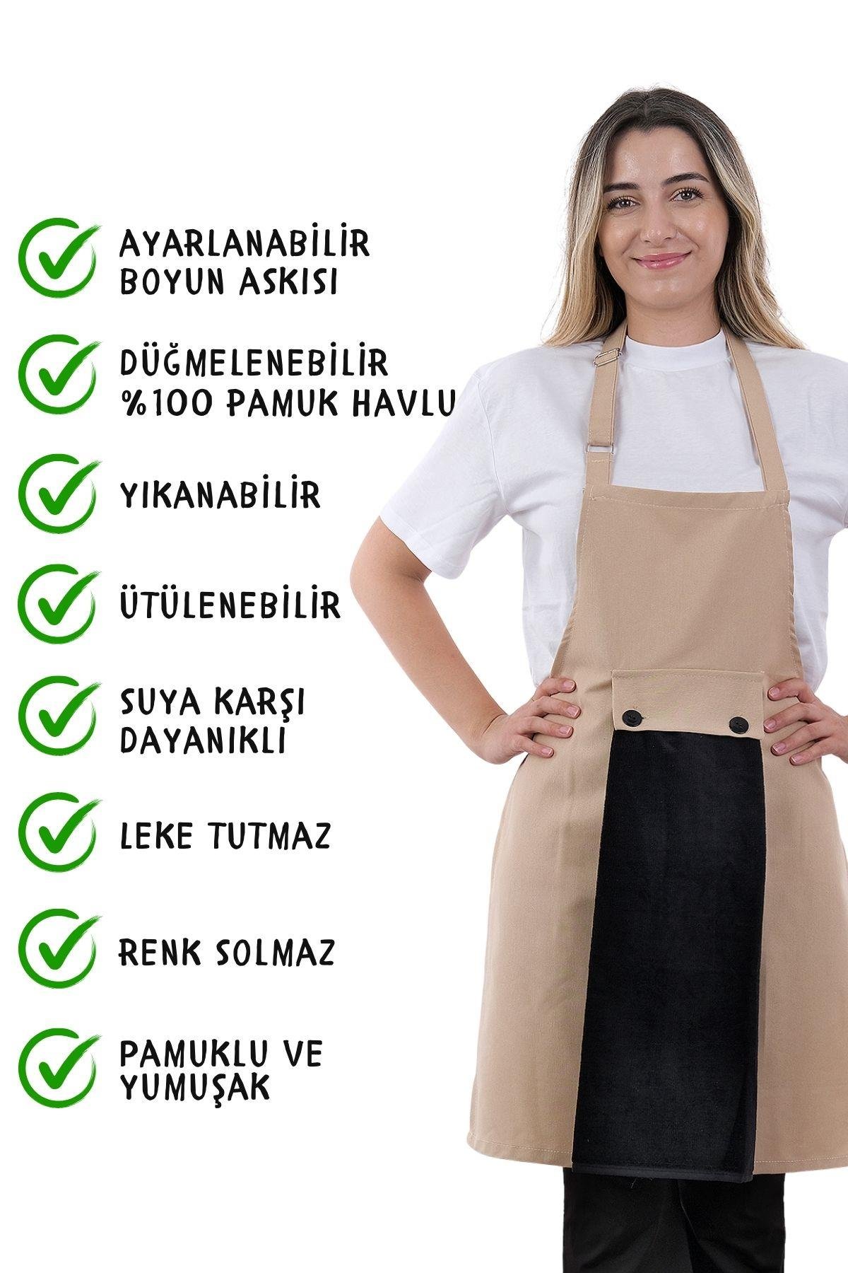 Star ayar askılı havlulu mutfak önlüğü seti (Havlulu önlük)