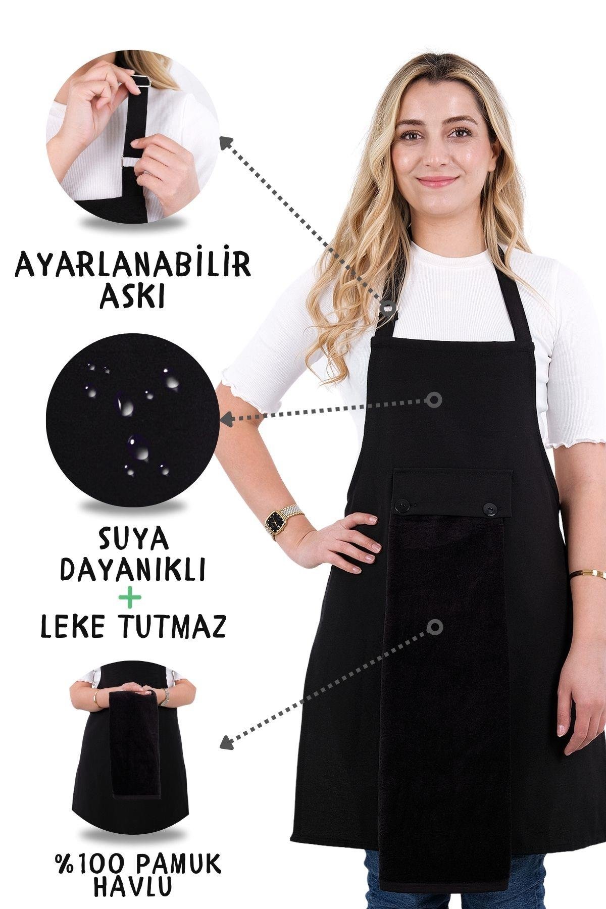Star ayar askılı havlulu mutfak önlüğü seti (Havlulu önlük)