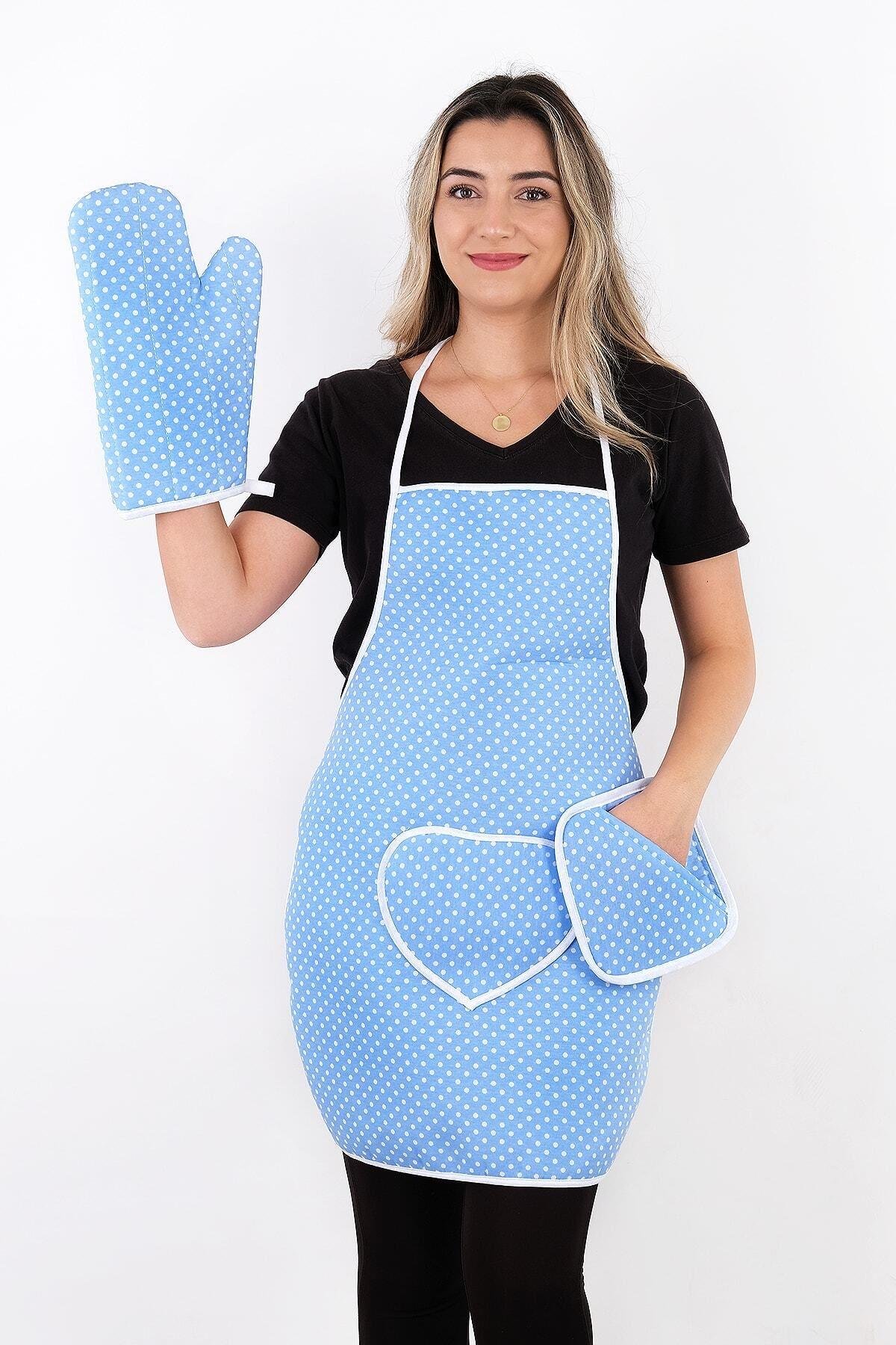 Trendy 3lü Set Sıvı Su Geçirmez Mutfak Önlüğü, Isıya Dayanıklı Fırın Eldiveni Ve Tutacak Takımı