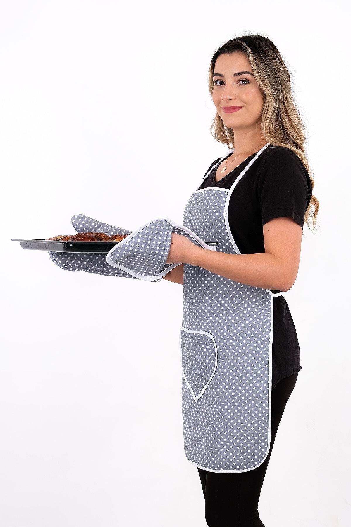 Trendy 3lü Set Sıvı Su Geçirmez Mutfak Önlüğü, Isıya Dayanıklı Fırın Eldiveni Ve Tutacak Takımı