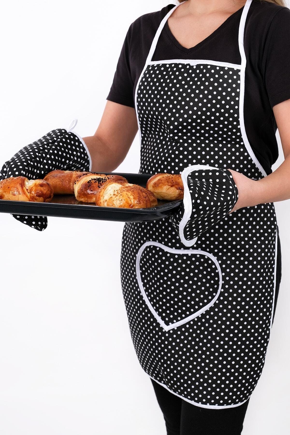 Trendy 3lü Set Sıvı Su Geçirmez Mutfak Önlüğü, Isıya Dayanıklı Fırın Eldiveni Ve Tutacak Takımı