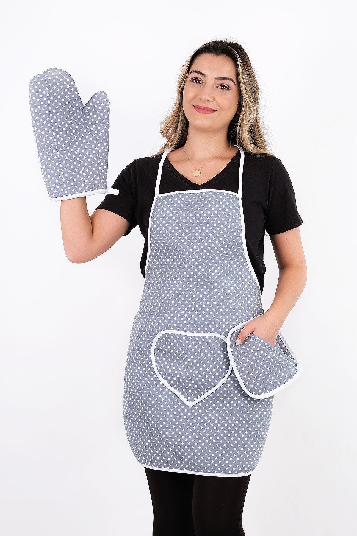 Trendy 3lü Set Sıvı Su Geçirmez Mutfak Önlüğü, Isıya Dayanıklı Fırın Eldiveni Ve Tutacak Takımı