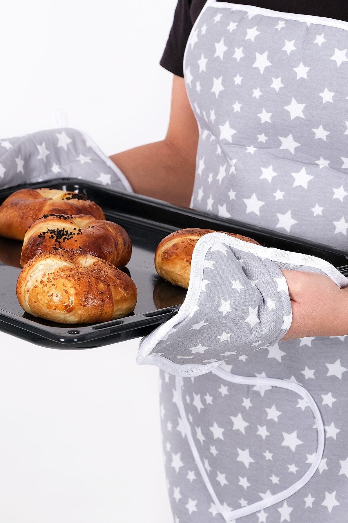 Trendy 3lü Set Sıvı Su Geçirmez Mutfak Önlüğü, Isıya Dayanıklı Fırın Eldiveni Ve Tutacak Takımı