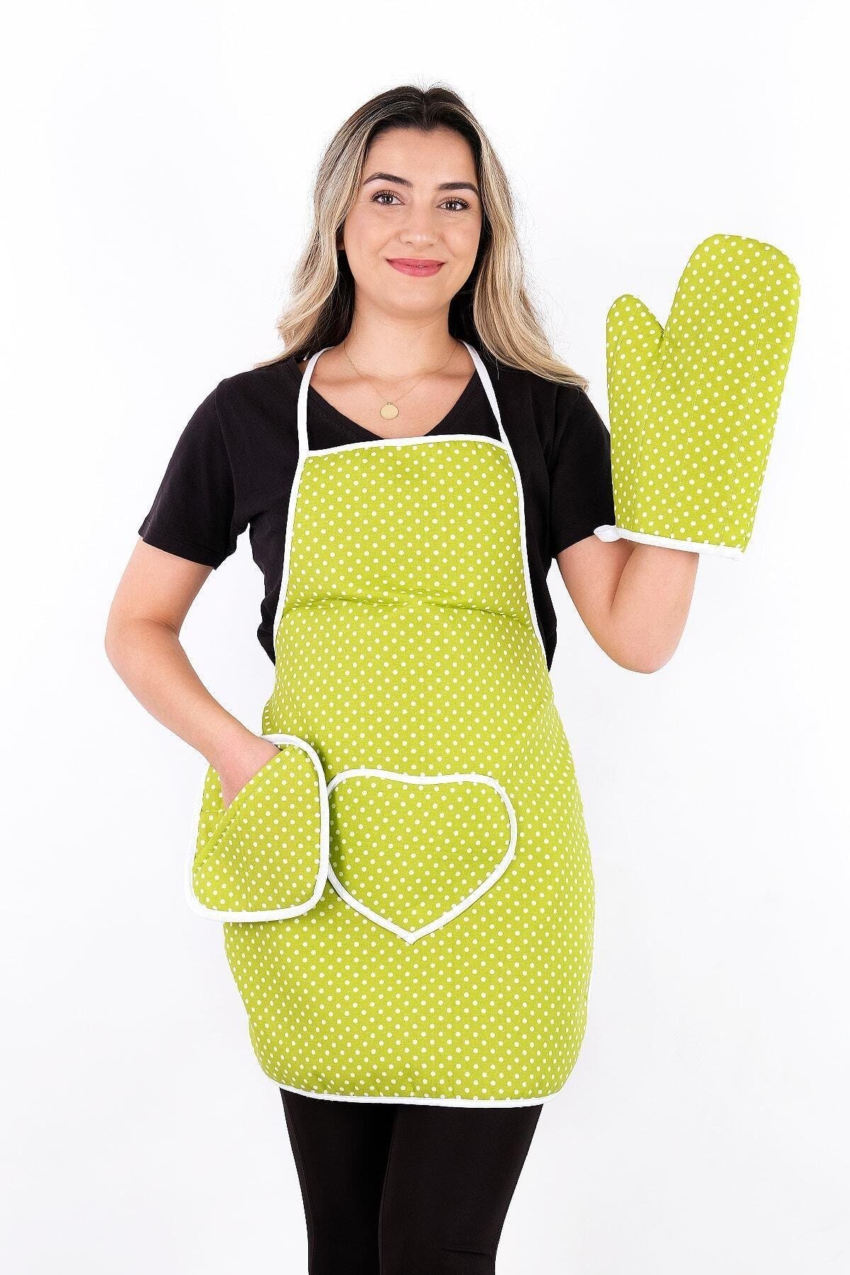 Trendy 3lü Set Sıvı Su Geçirmez Mutfak Önlüğü, Isıya Dayanıklı Fırın Eldiveni Ve Tutacak Takımı