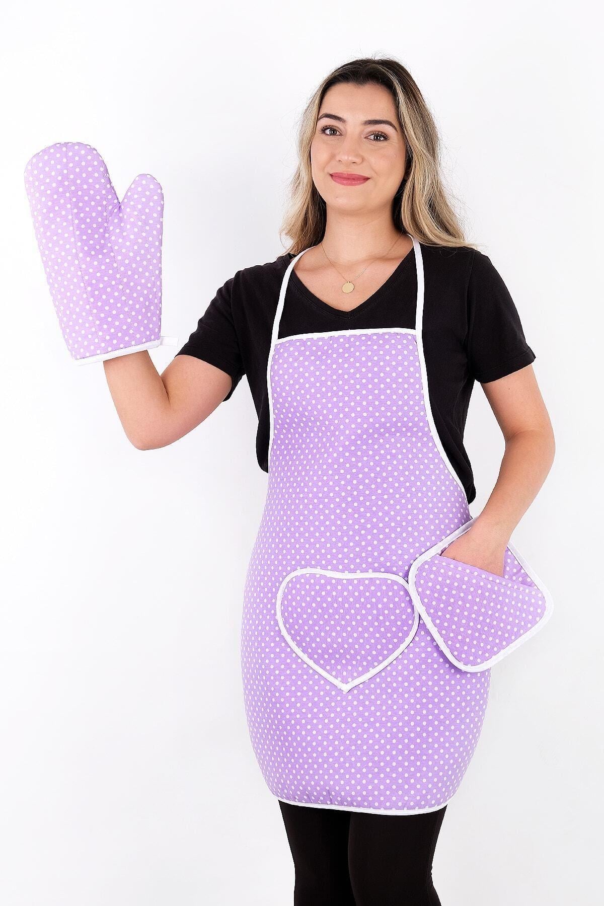 Trendy 3lü Set Sıvı Su Geçirmez Mutfak Önlüğü, Isıya Dayanıklı Fırın Eldiveni Ve Tutacak Takımı