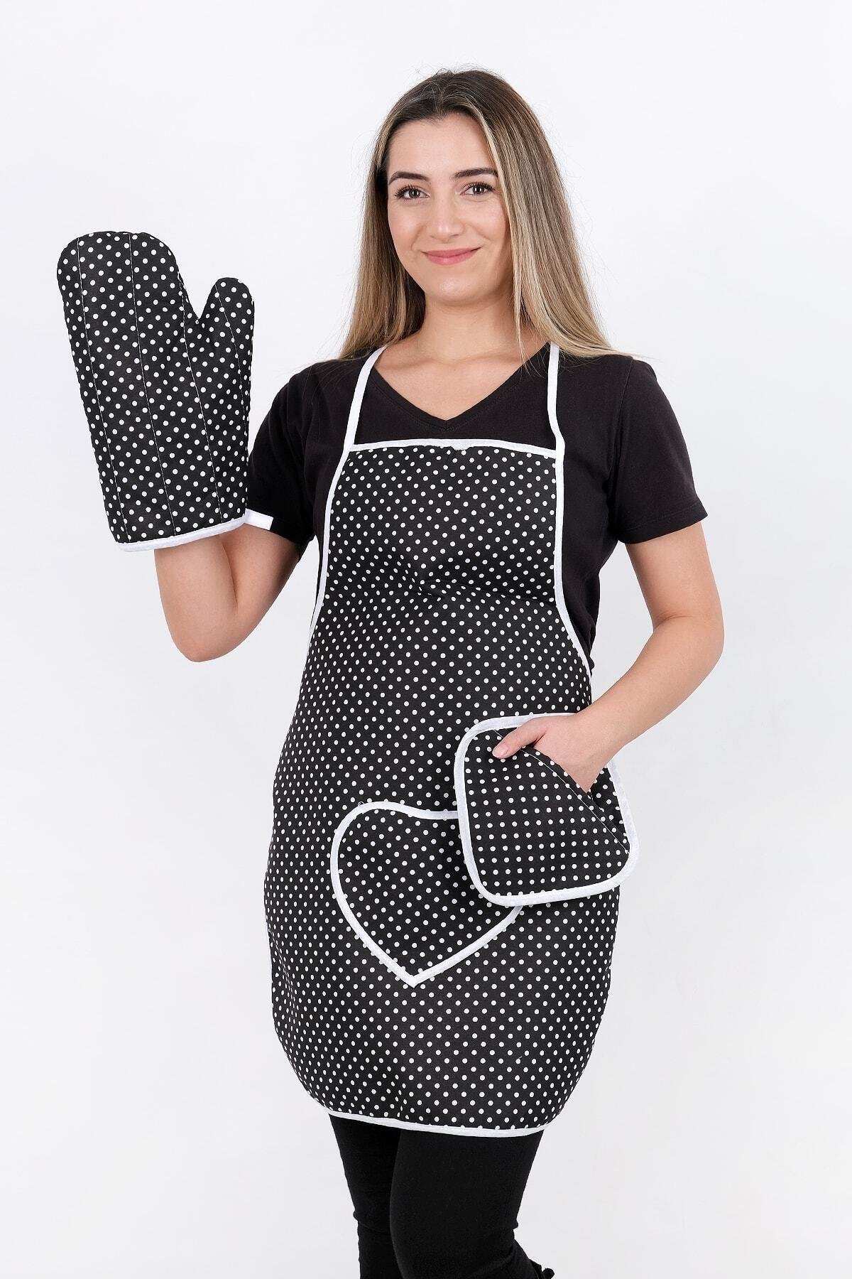 Trendy 3lü Set Sıvı Su Geçirmez Mutfak Önlüğü, Isıya Dayanıklı Fırın Eldiveni Ve Tutacak Takımı