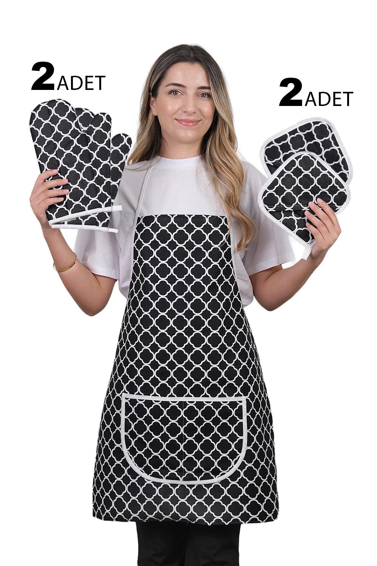 Trendy Membranlı 5li Set Sıvı Geçirmez Su Geçirmez Mutfak Önlüğü (2 Eldiven 2 Tutacak)