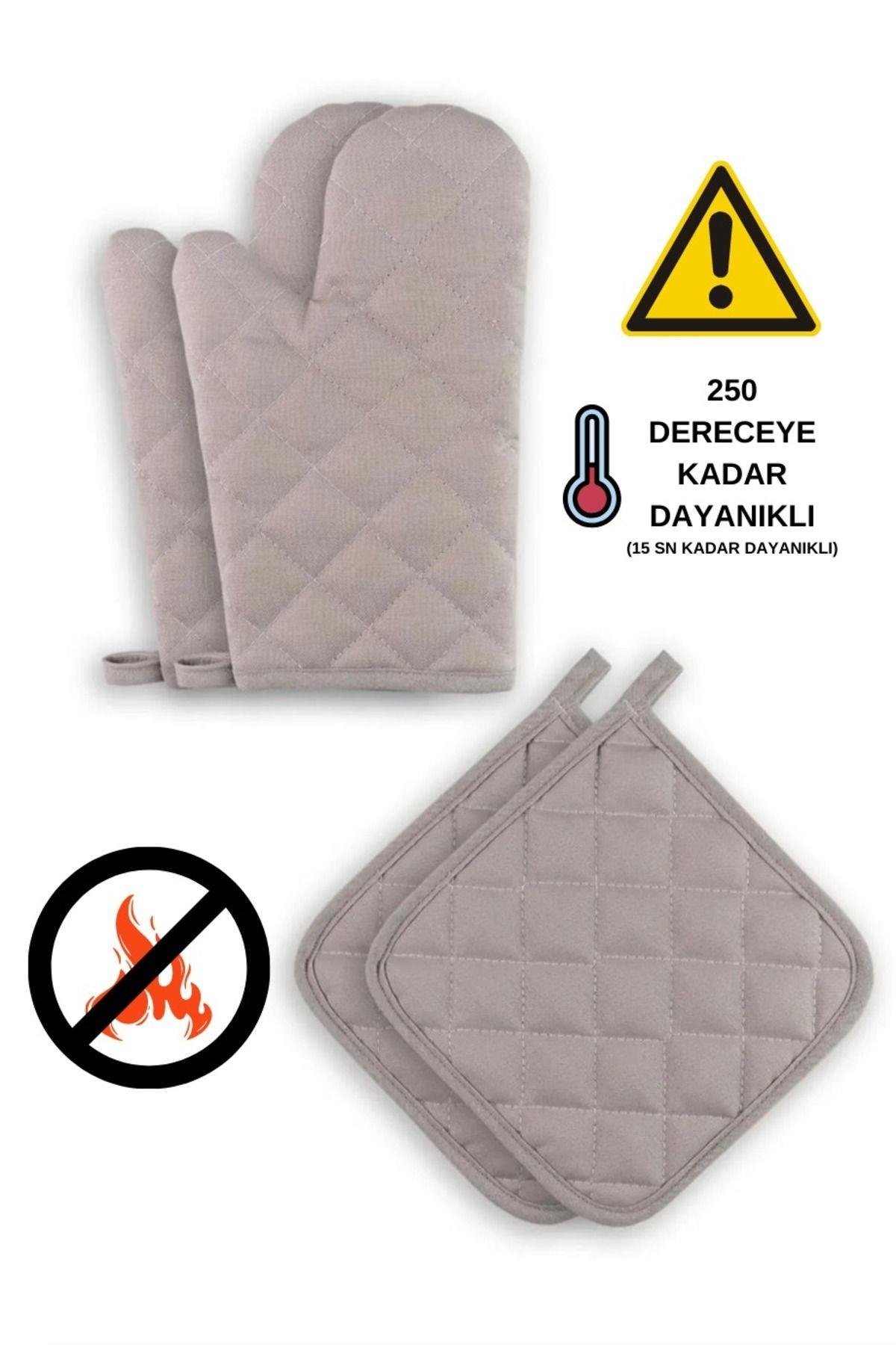 Yanmaz Ve Isıya Dayanıklı Fırın Eldiveni Ve Tutacak (2 ELDİVEN, 2 TUTACAK)