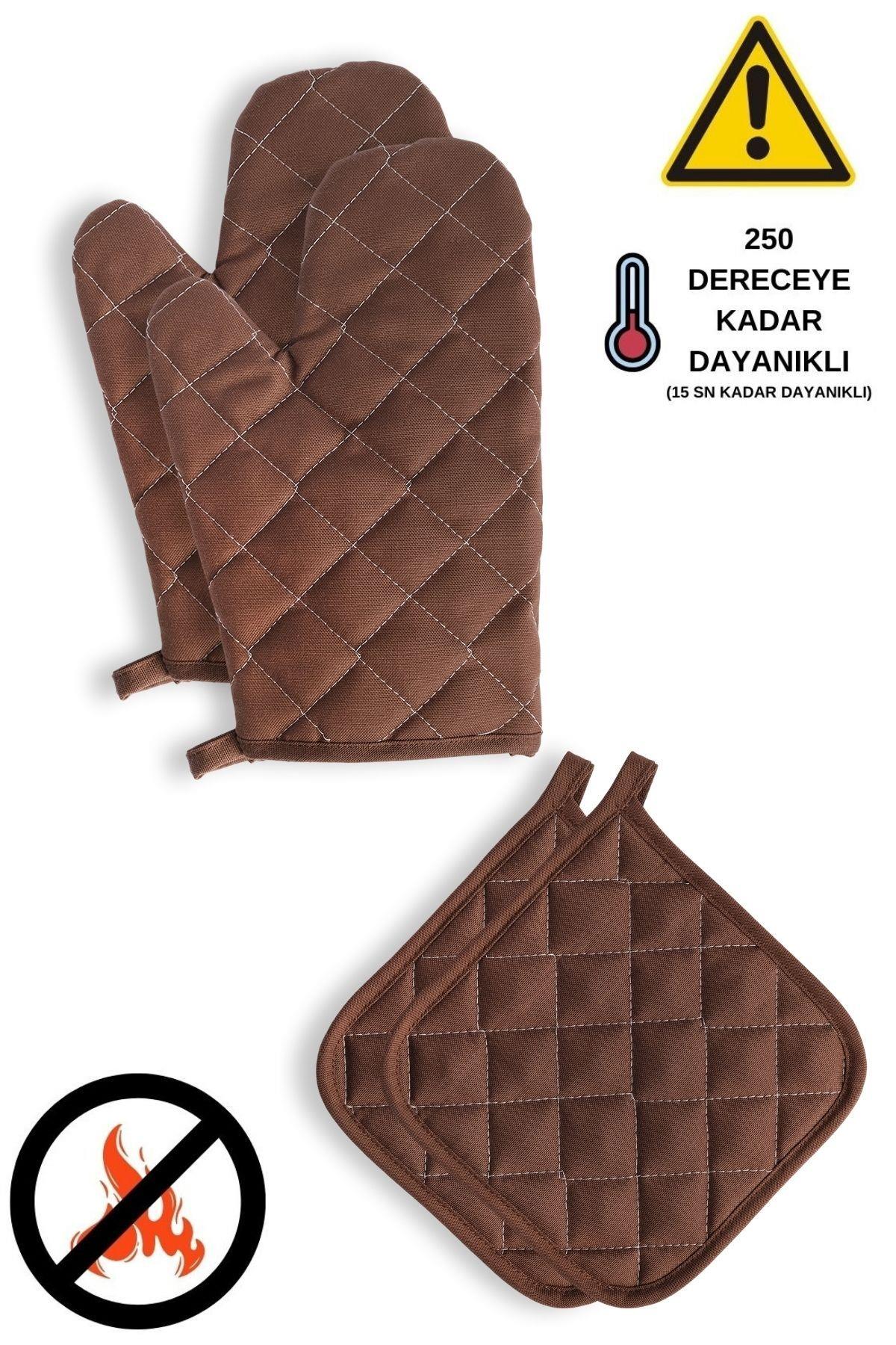 Yanmaz Ve Isıya Dayanıklı Fırın Eldiveni Ve Tutacak (2 ELDİVEN, 2 TUTACAK)
